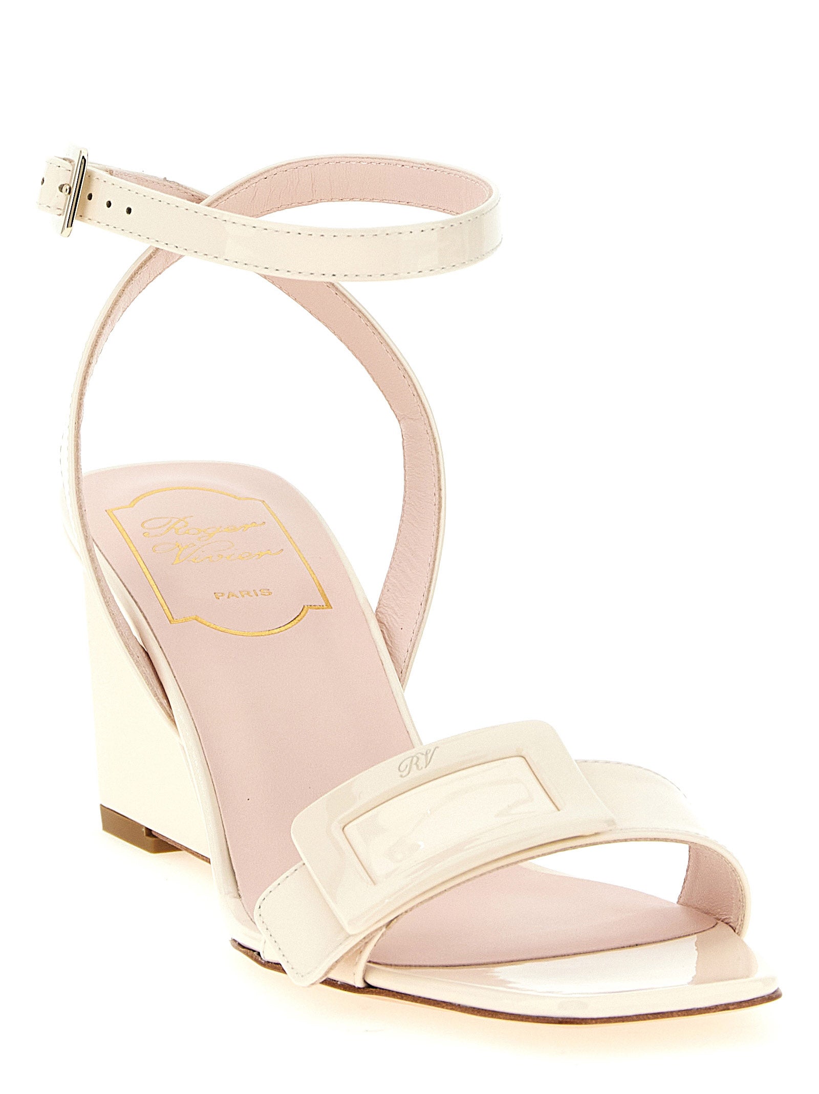 White Calfskin Wedge Sandals