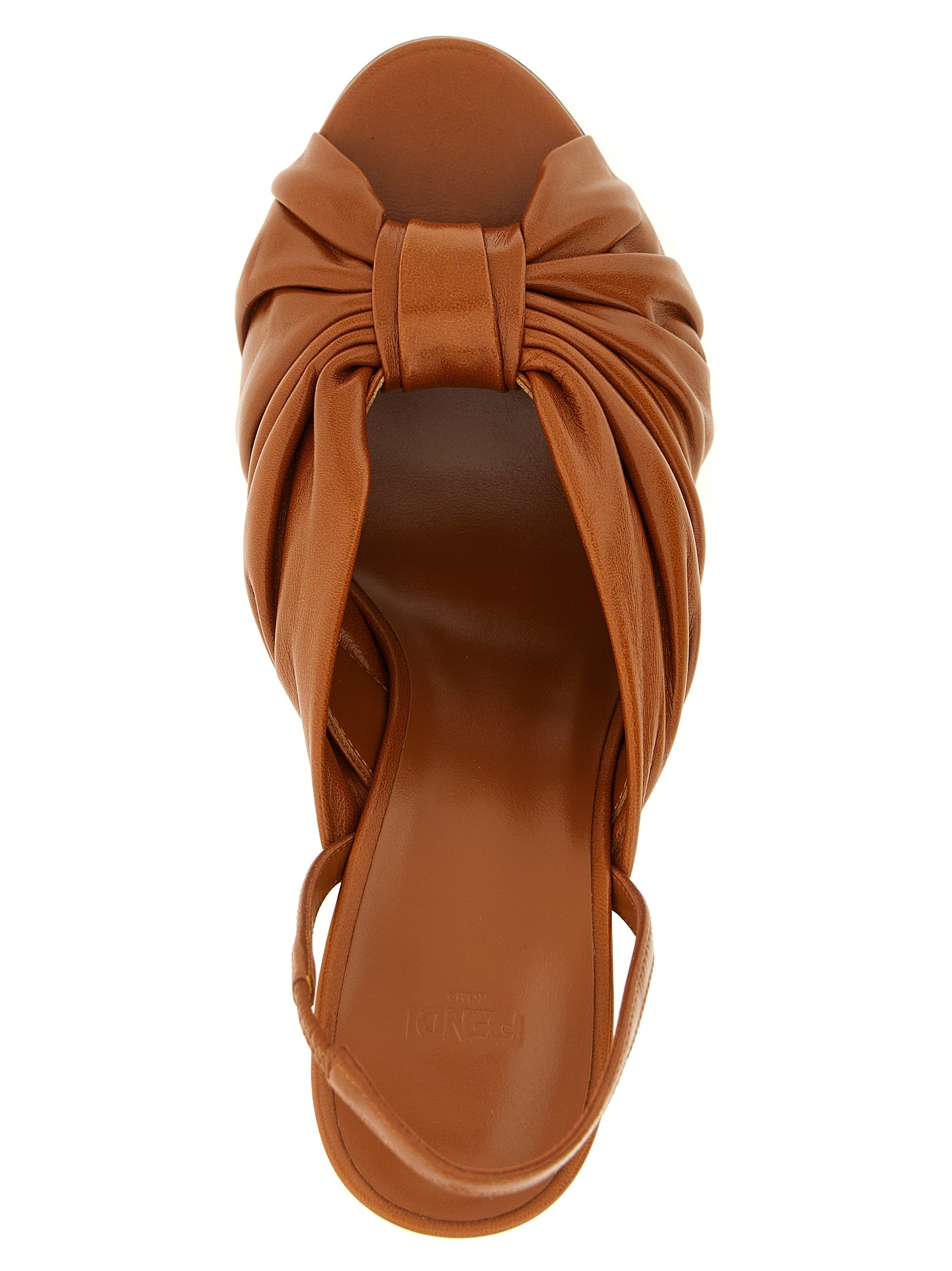 Brown Lamb Leather Stiletto Heel Sandals