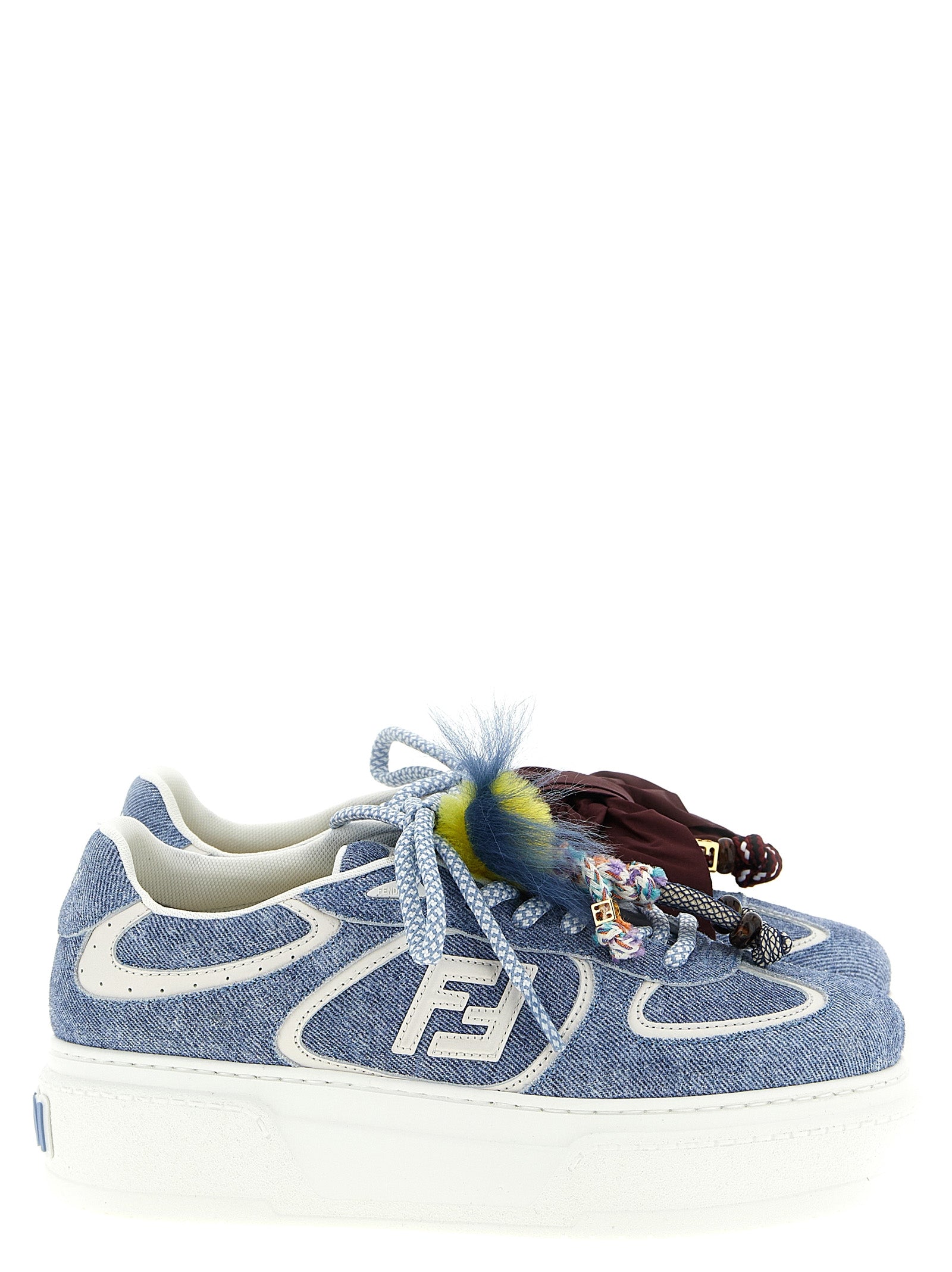 Blue Calfskin Platform Sneakers