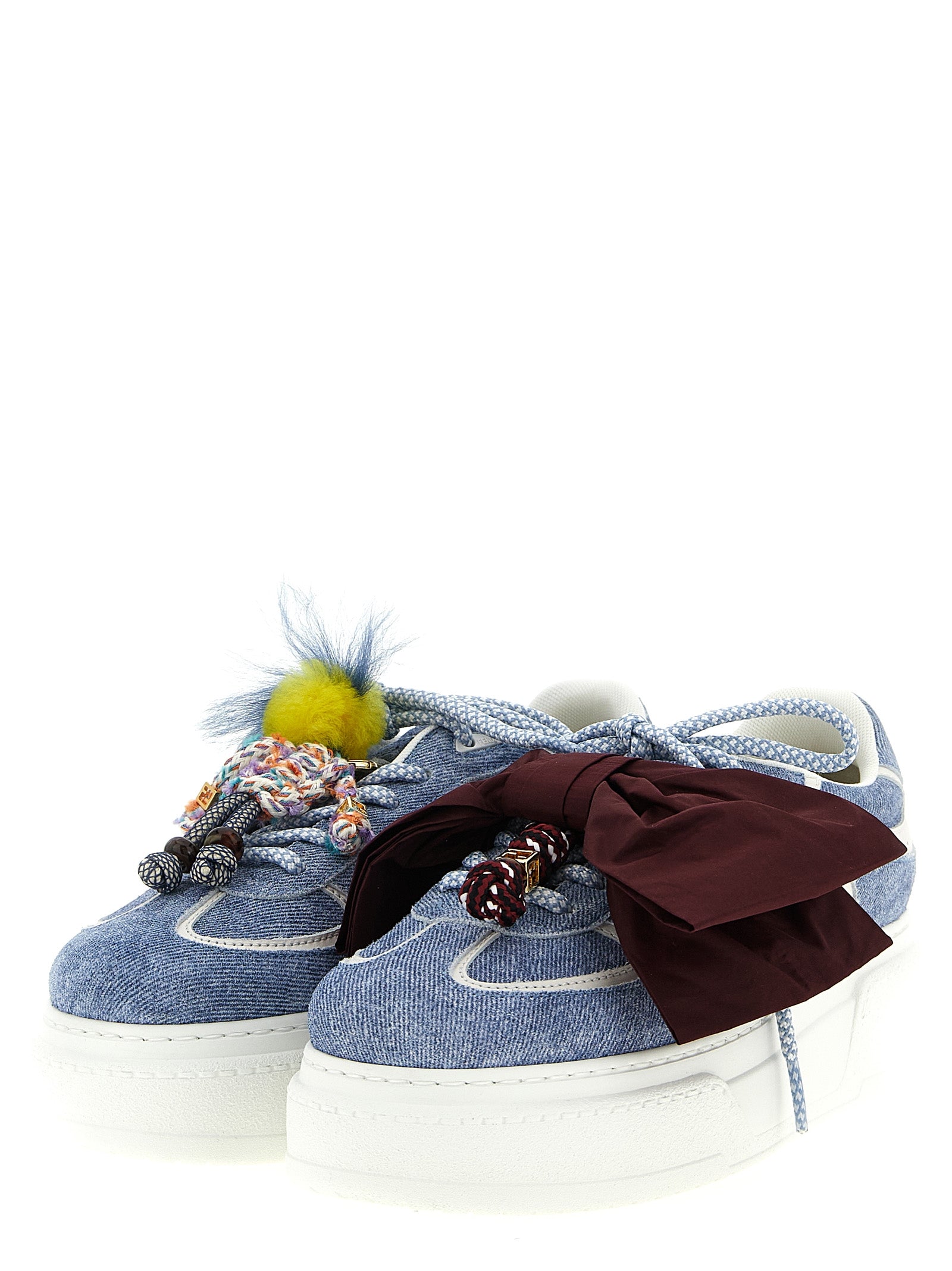 Blue Calfskin Platform Sneakers
