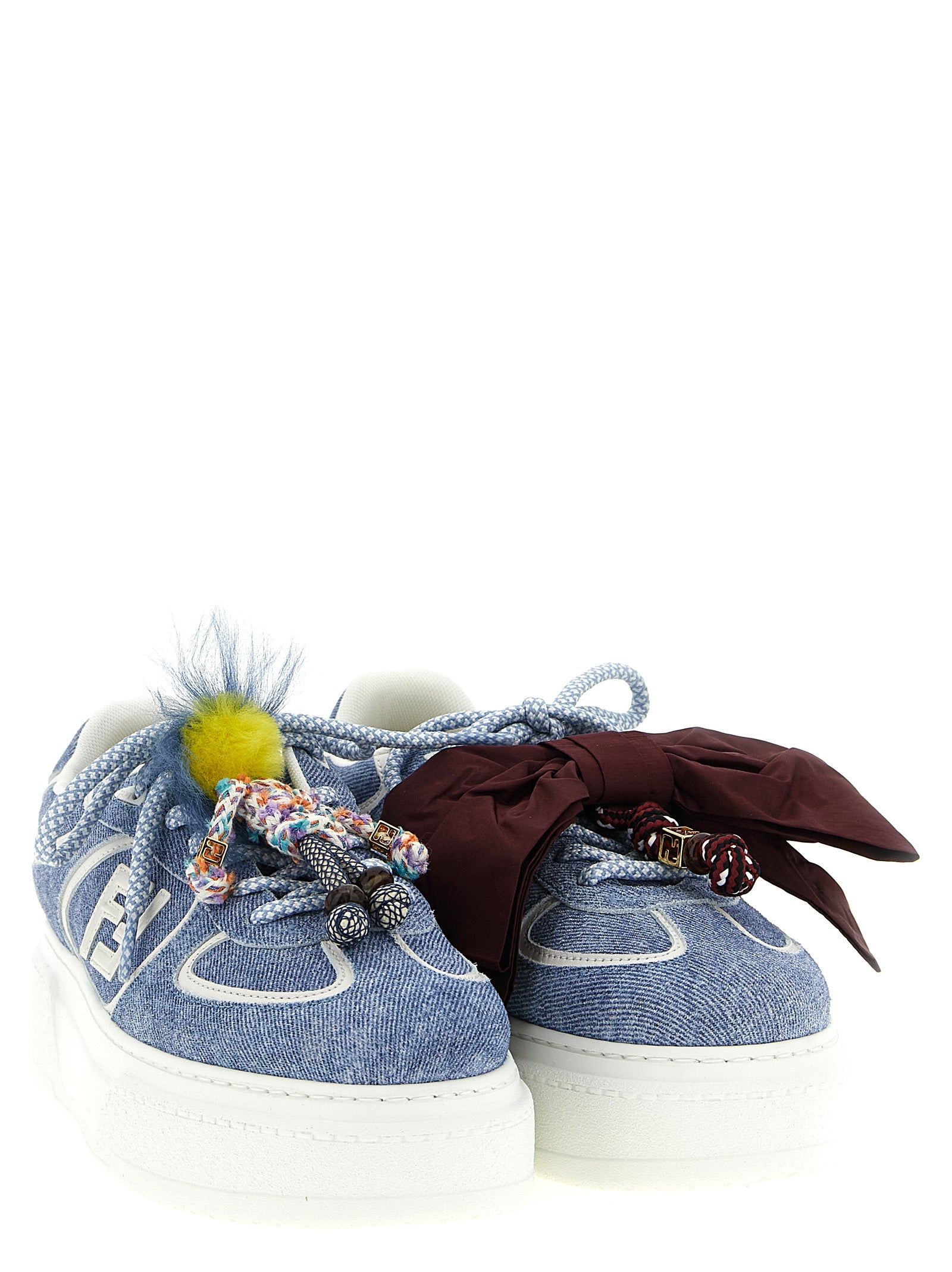 Blue Calfskin Platform Sneakers