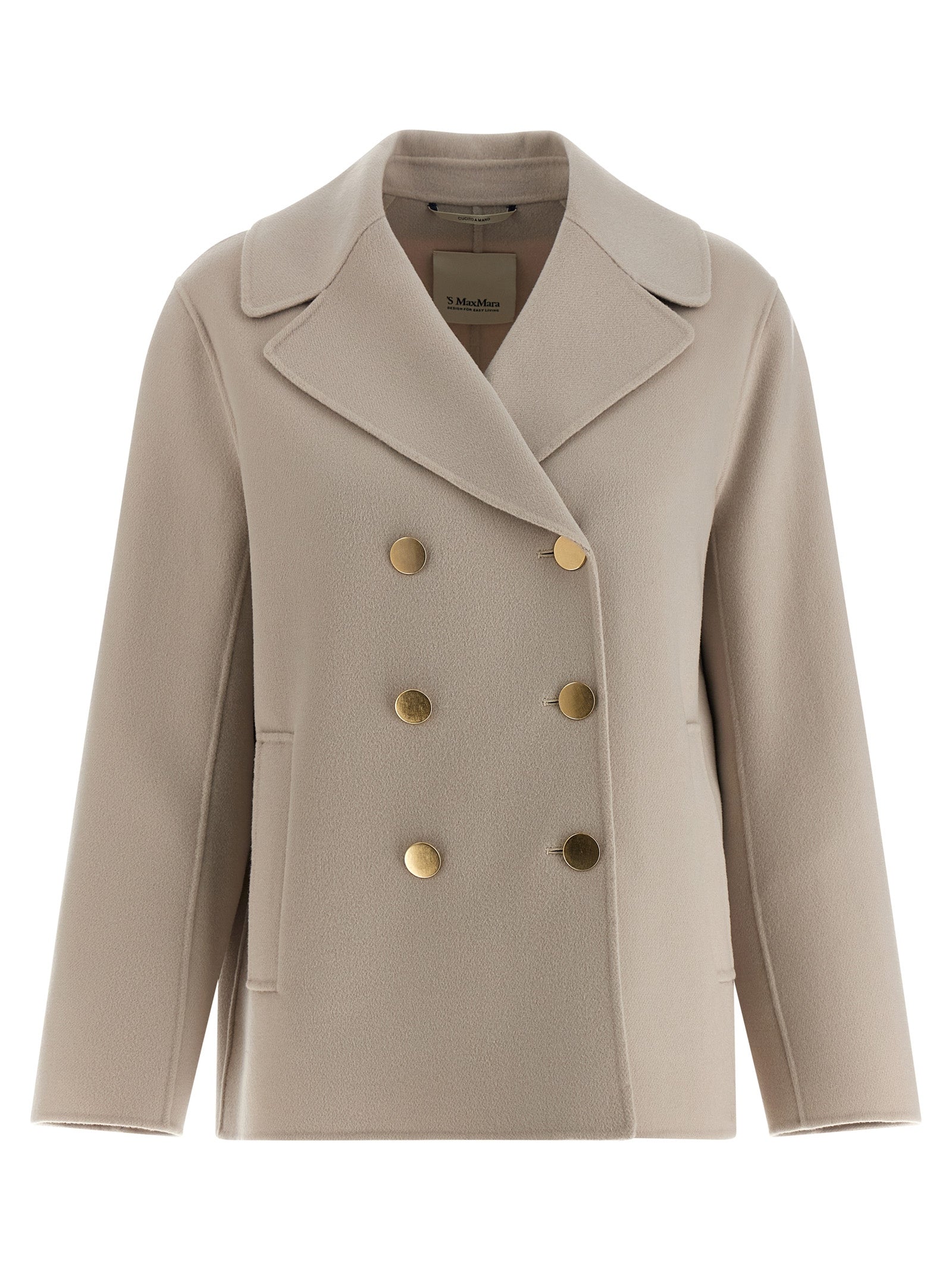 Beige Virgin Wool Biker Jacket