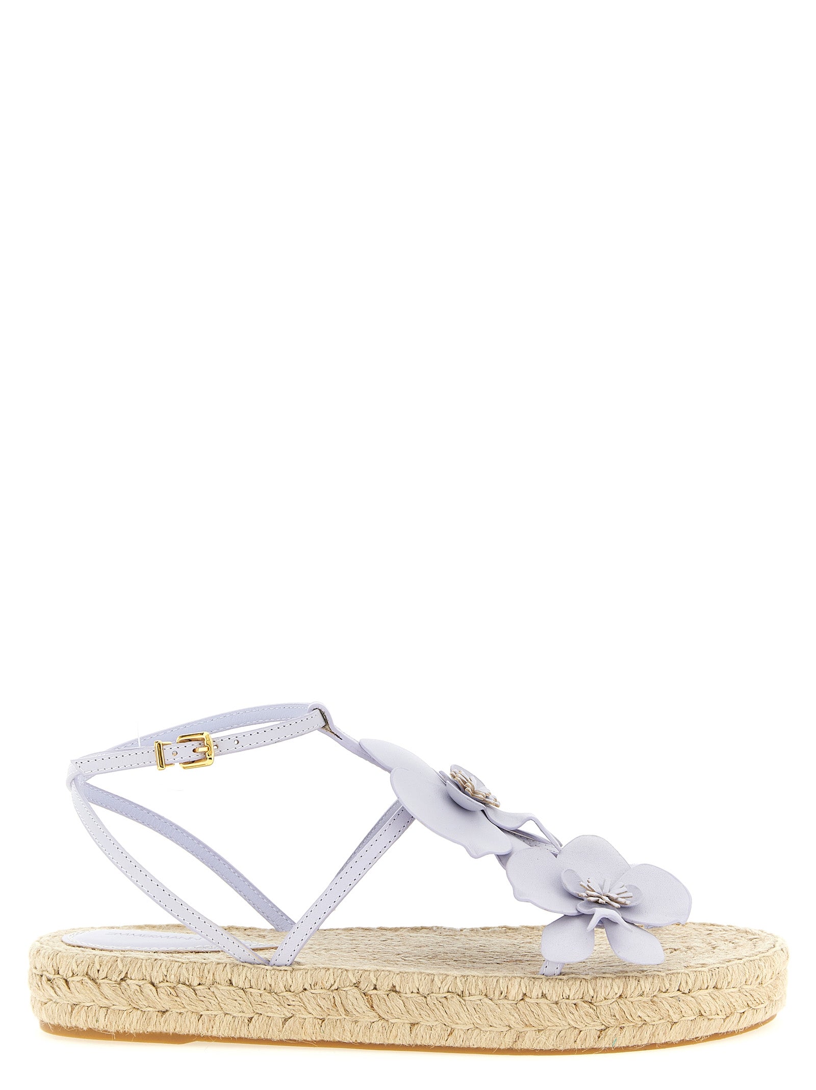 Purple Cowhide Flat Sandals