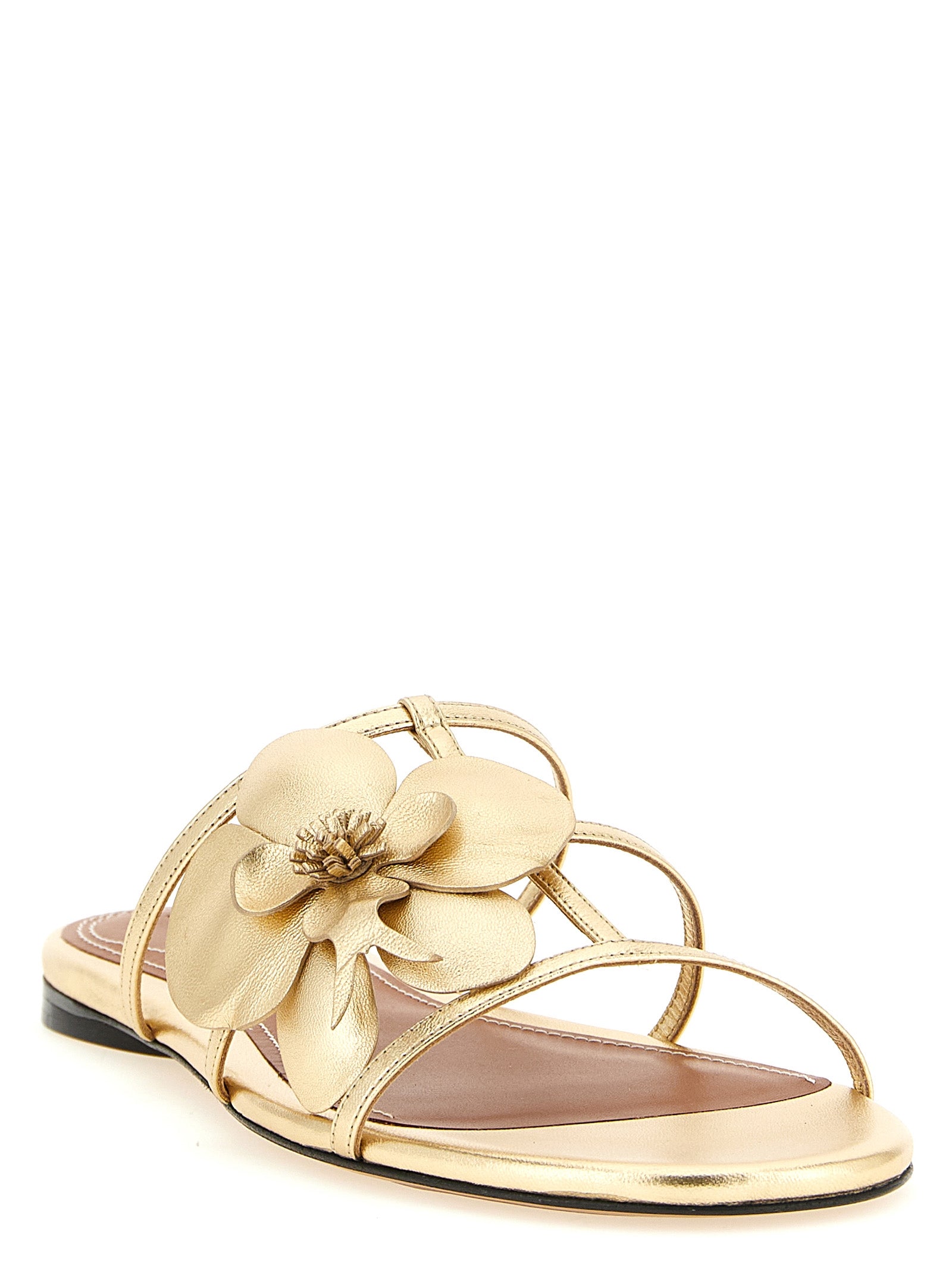 Gold Leather Slides
