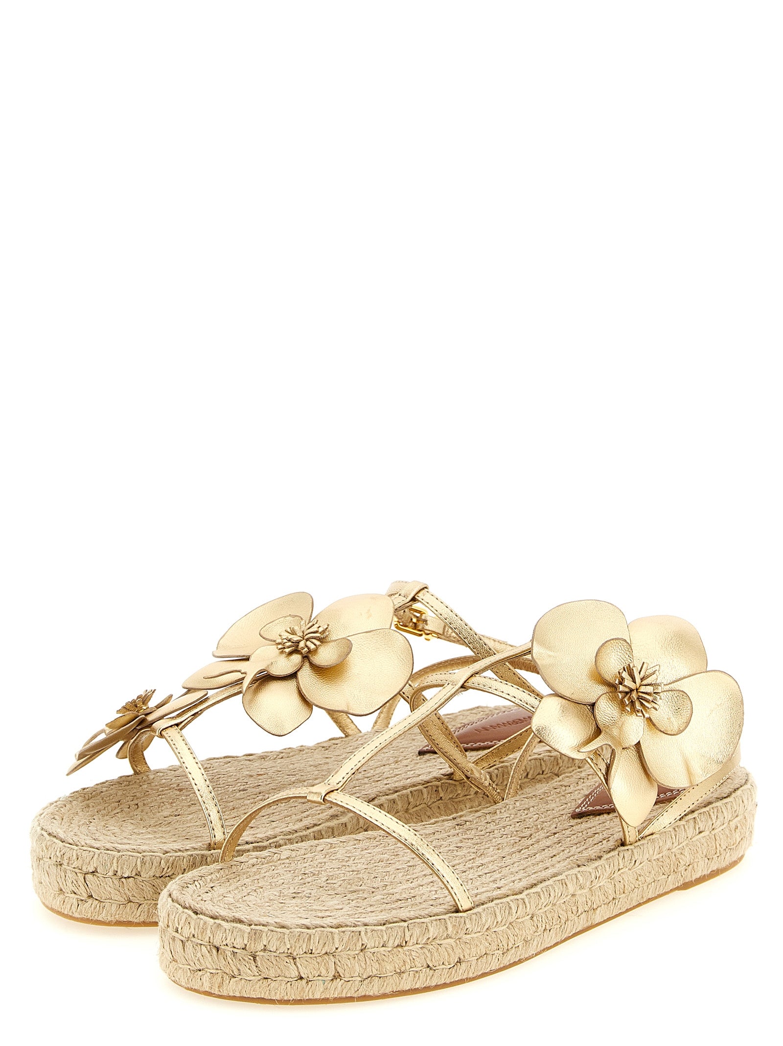 Gold Leather Flat Sandals
