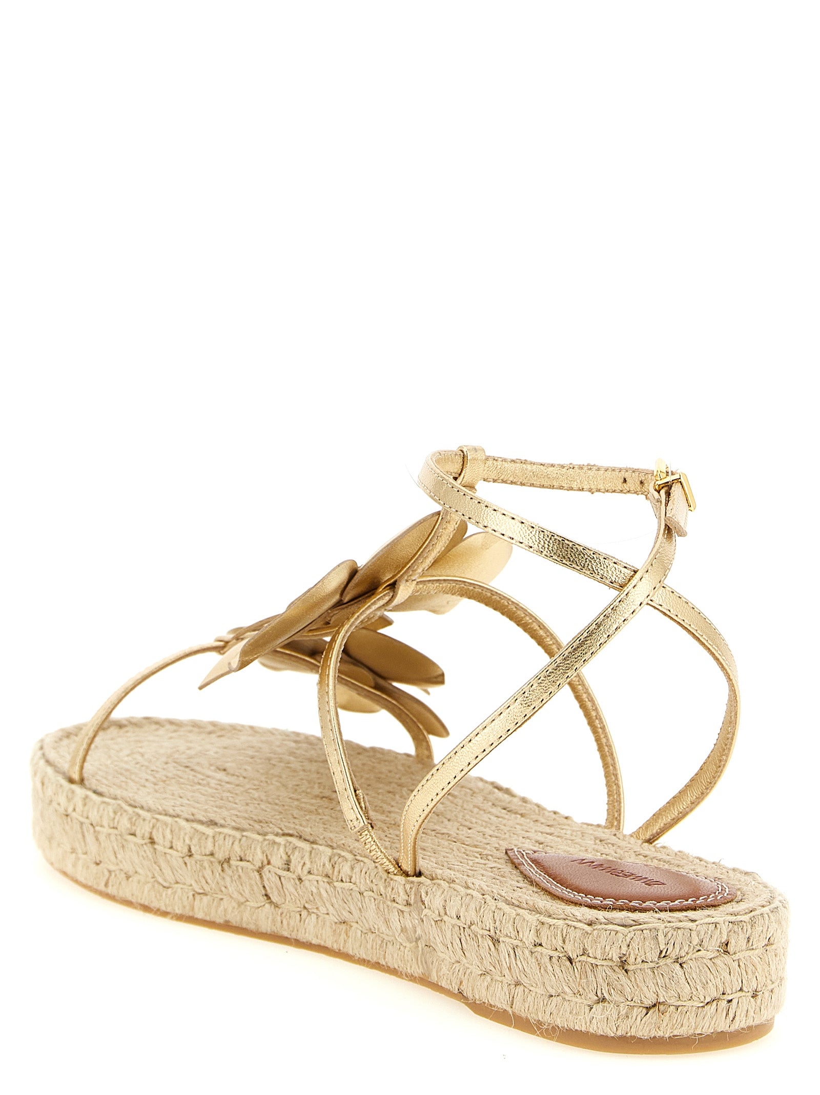 Gold Leather Flat Sandals