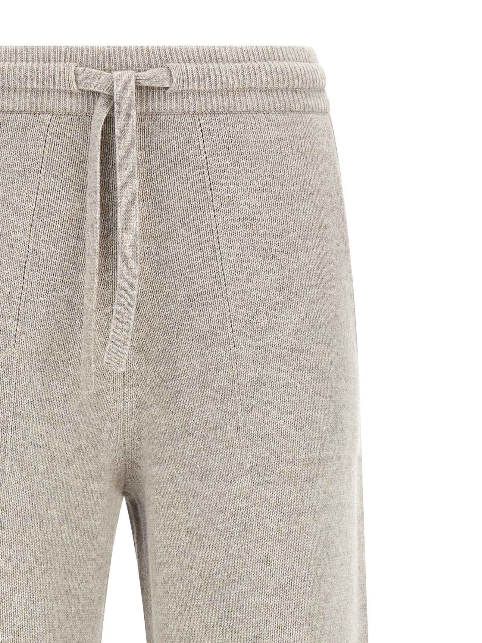 Beige Wool Casual Pants