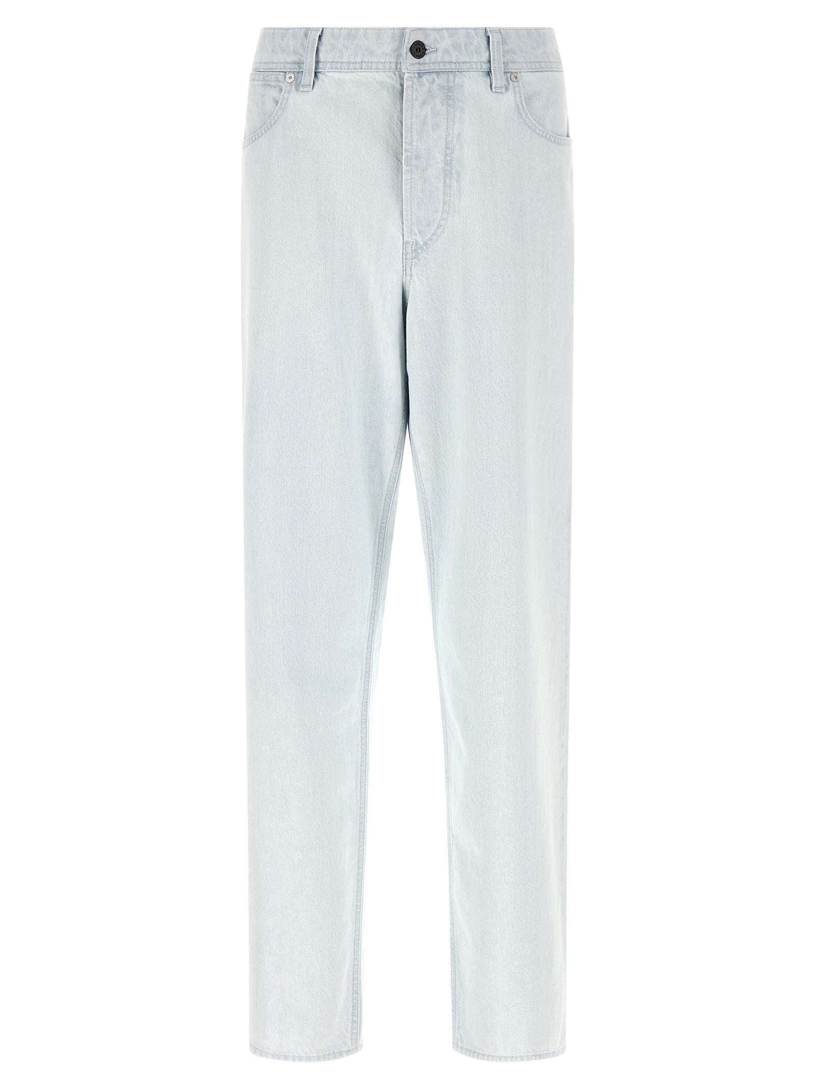 Blue Cotton Straight-Leg Jeans