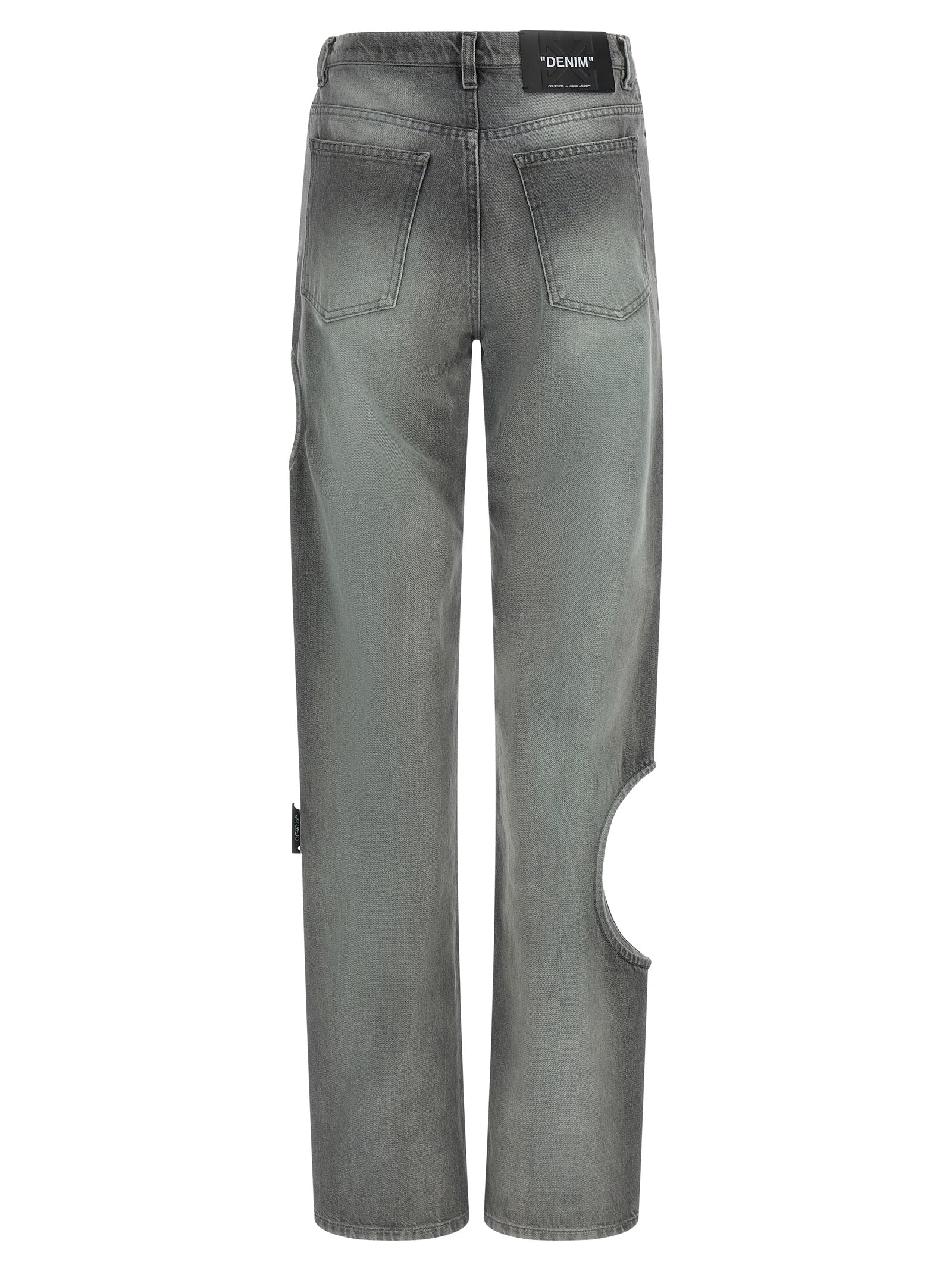 Gray Cotton Straight-Leg Jeans