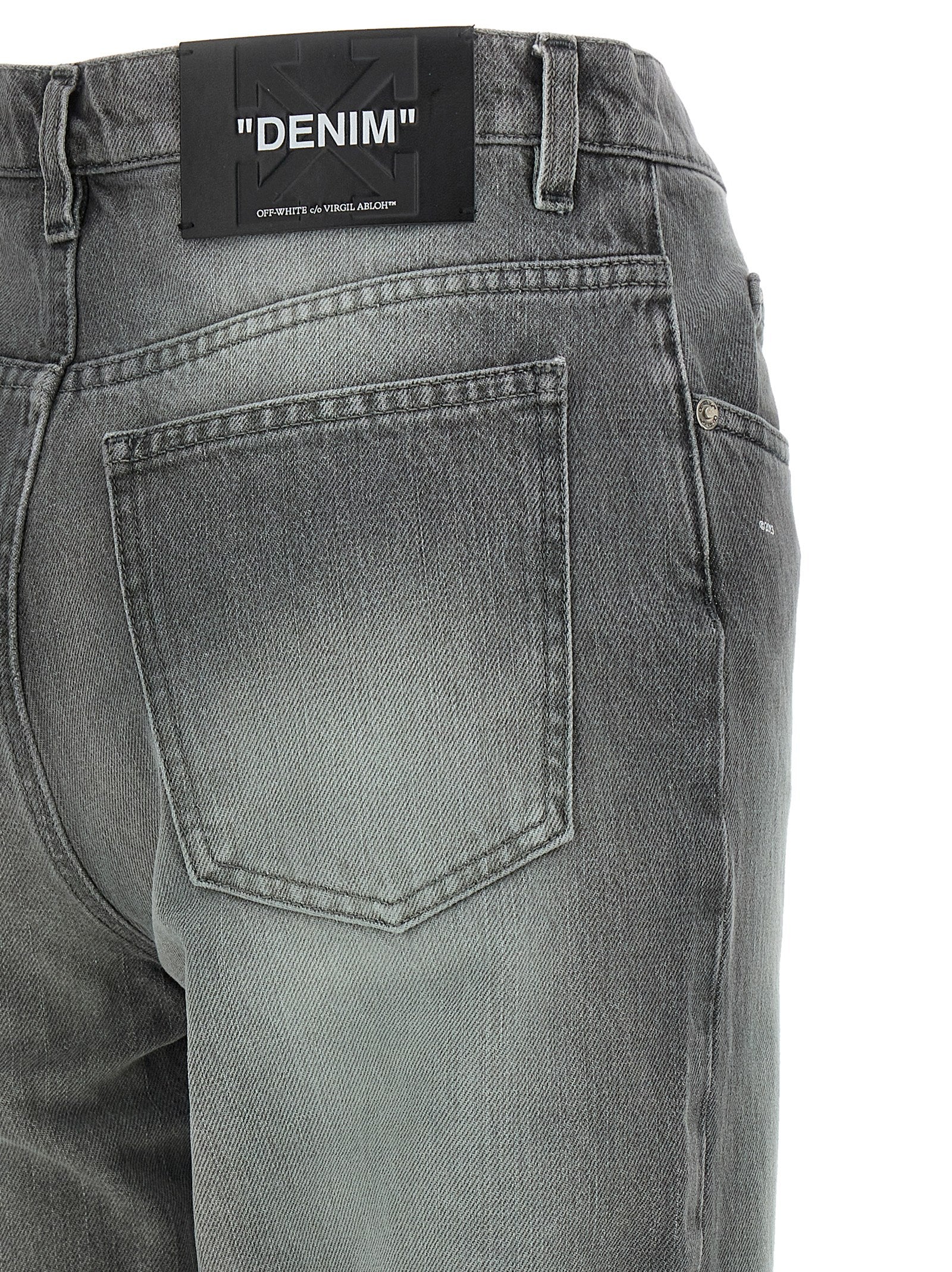 Gray Cotton Straight-Leg Jeans