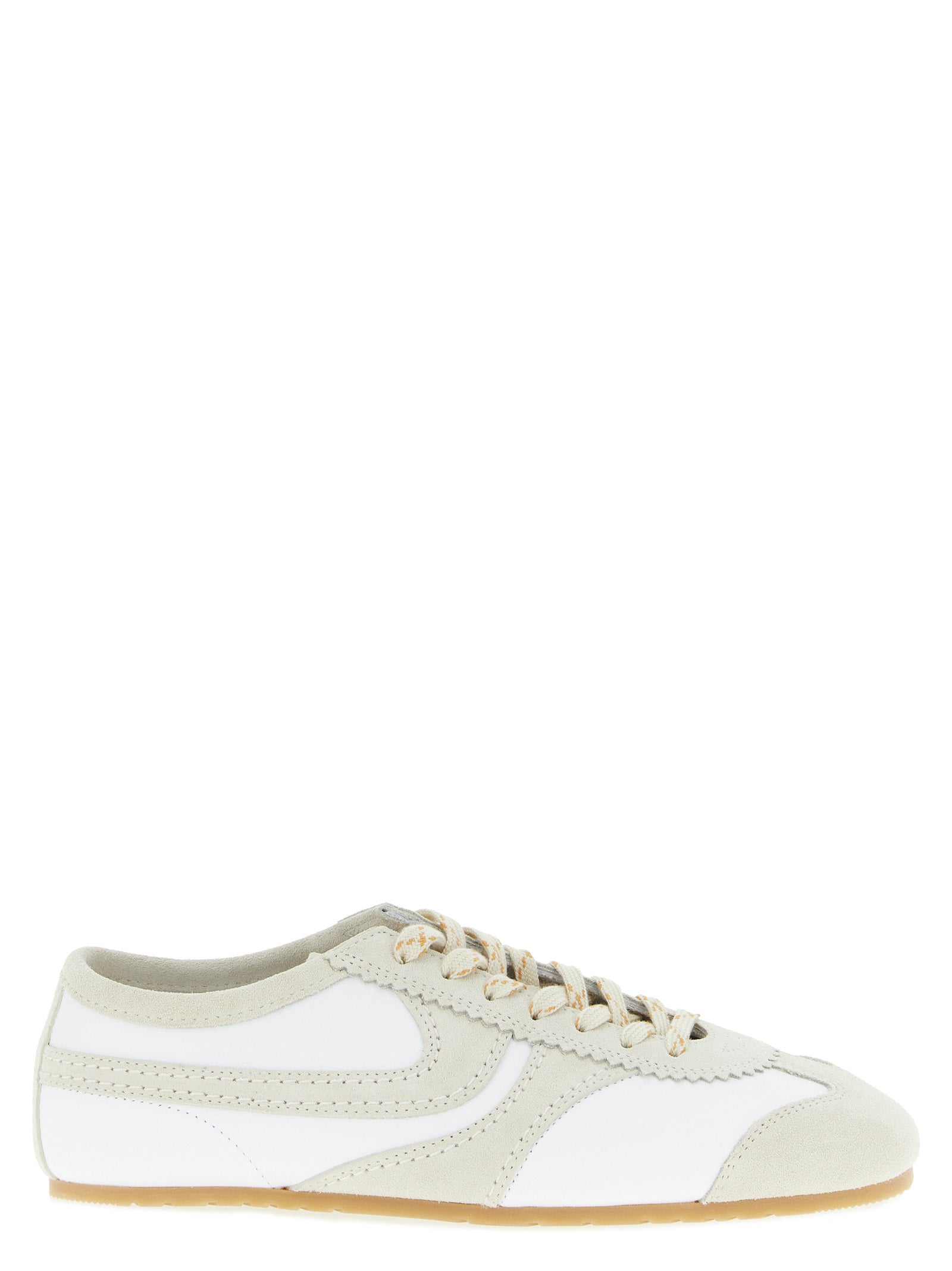 Beige Cowhide Low Top Sneakers