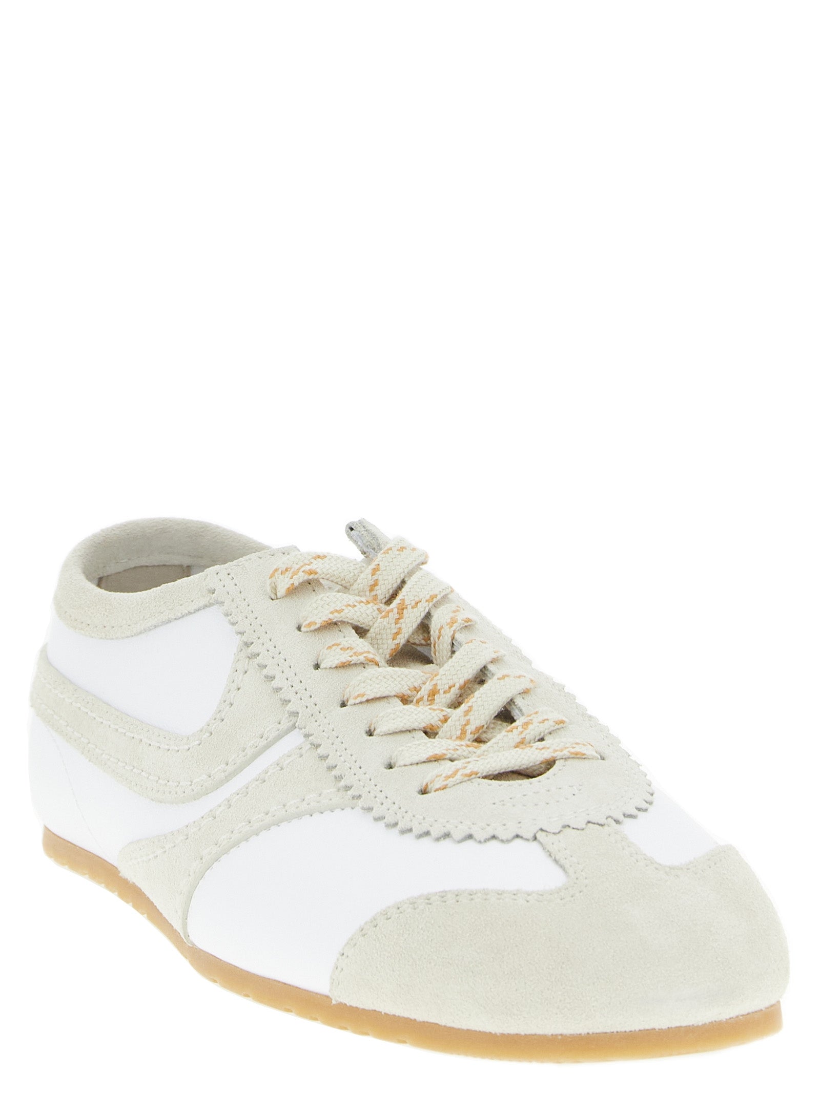 Beige Cowhide Low Top Sneakers