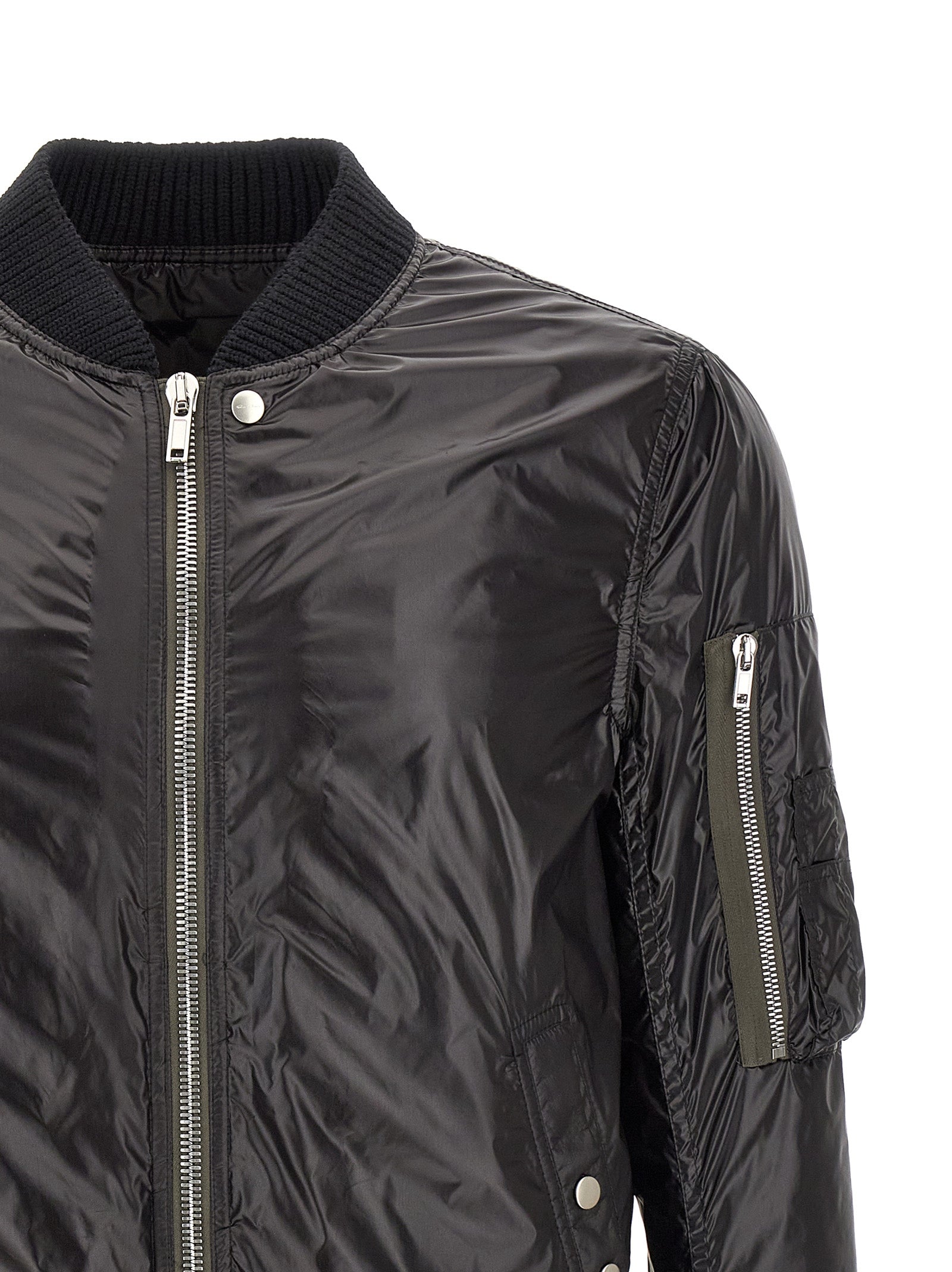 Black Nylon Bomber
