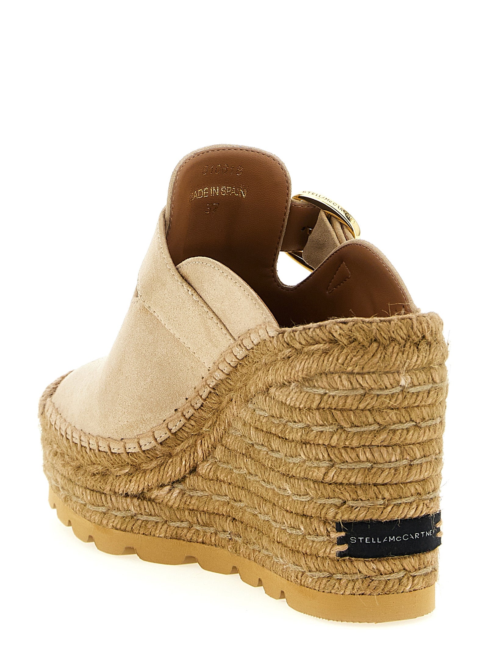 Beige Viscose Wedge Sandals