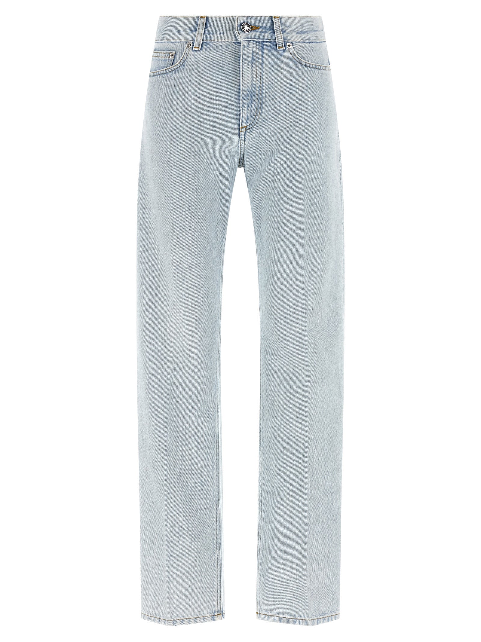 Blue Cotton Straight-Leg Jeans