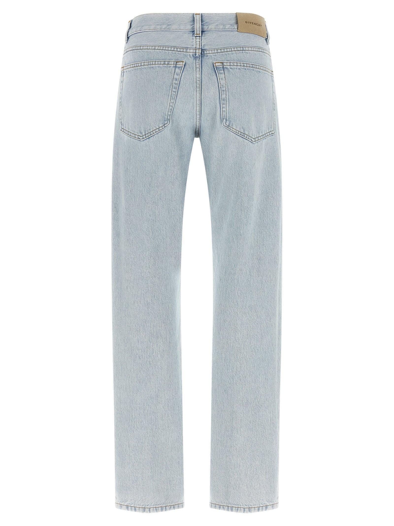 Blue Cotton Straight-Leg Jeans