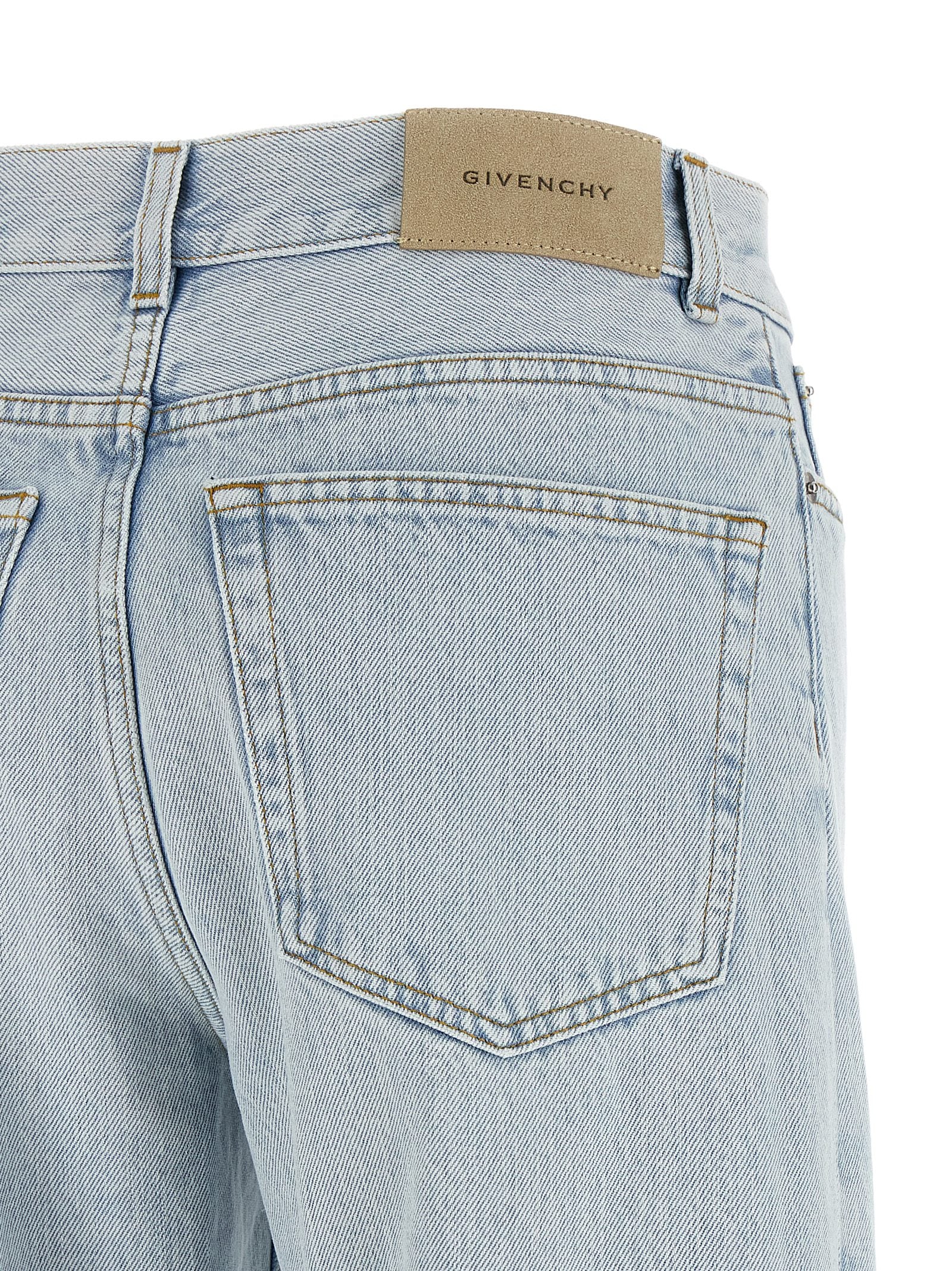 Blue Cotton Straight-Leg Jeans