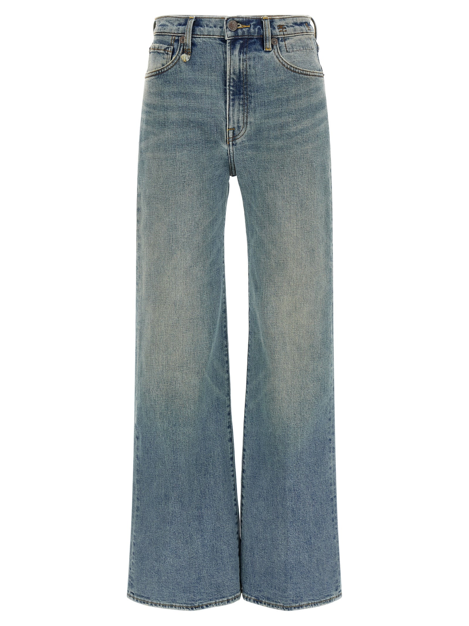 Blue Cotton Flared Jeans