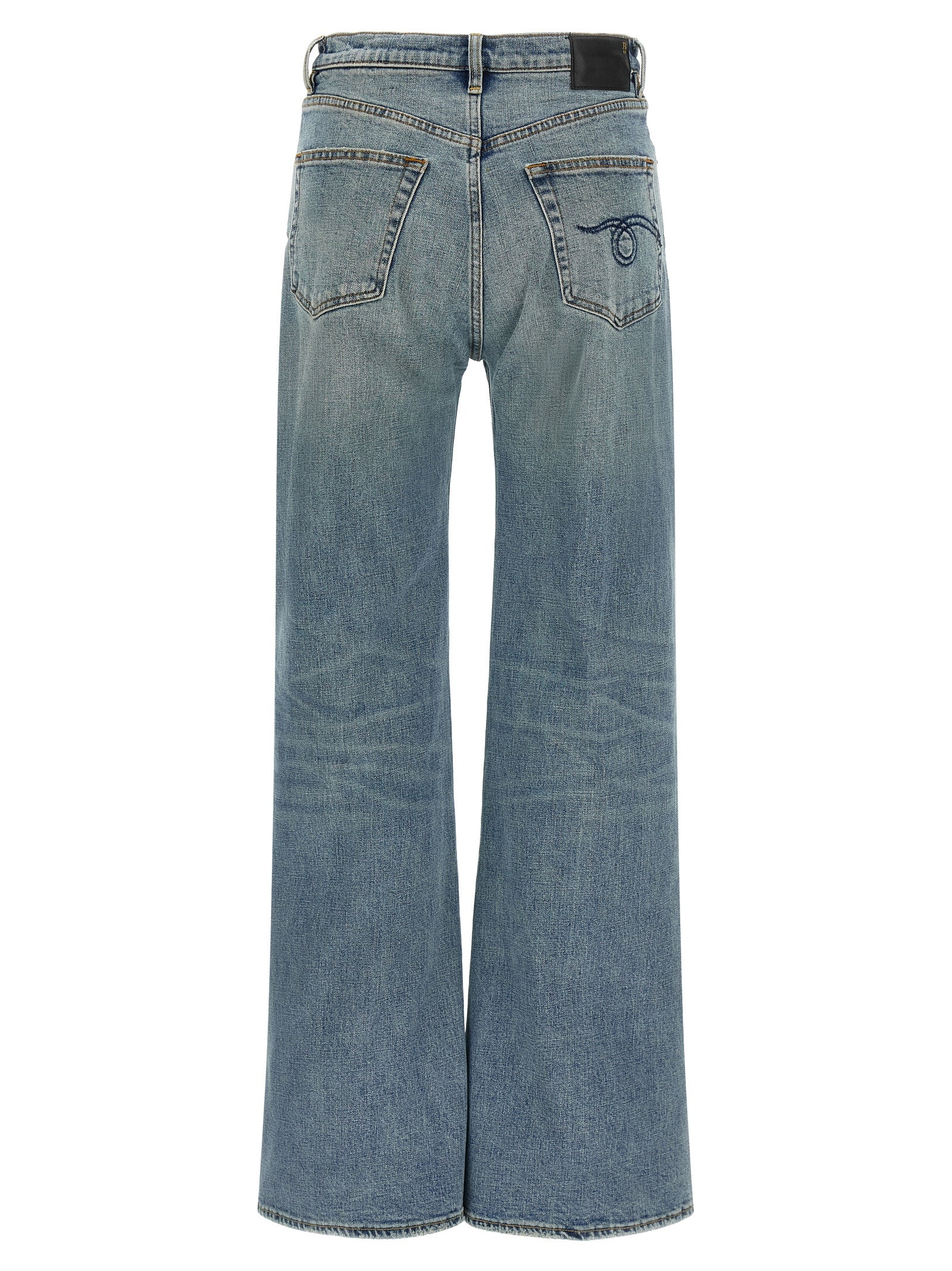 Blue Cotton Flared Jeans