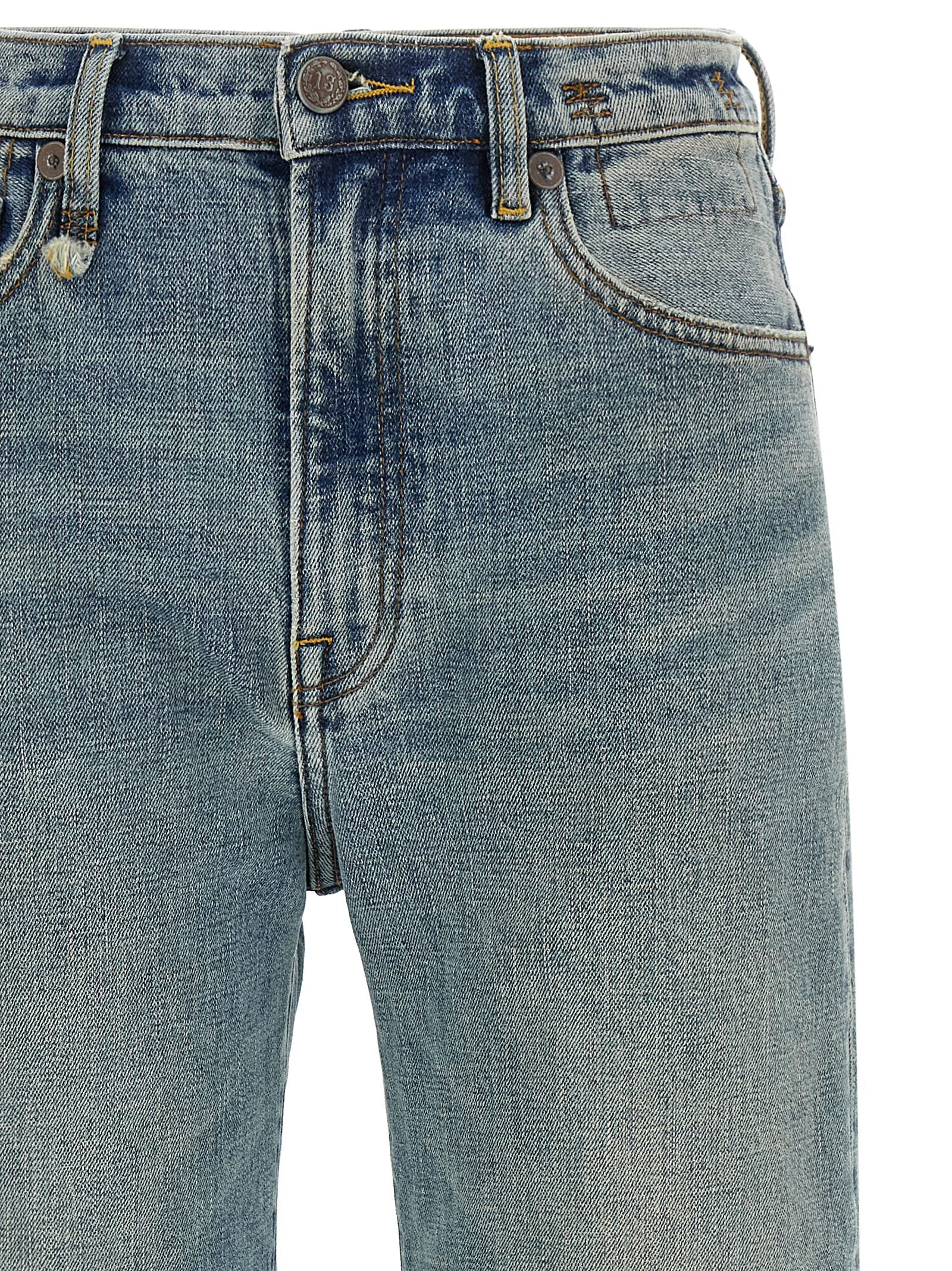 Blue Cotton Flared Jeans