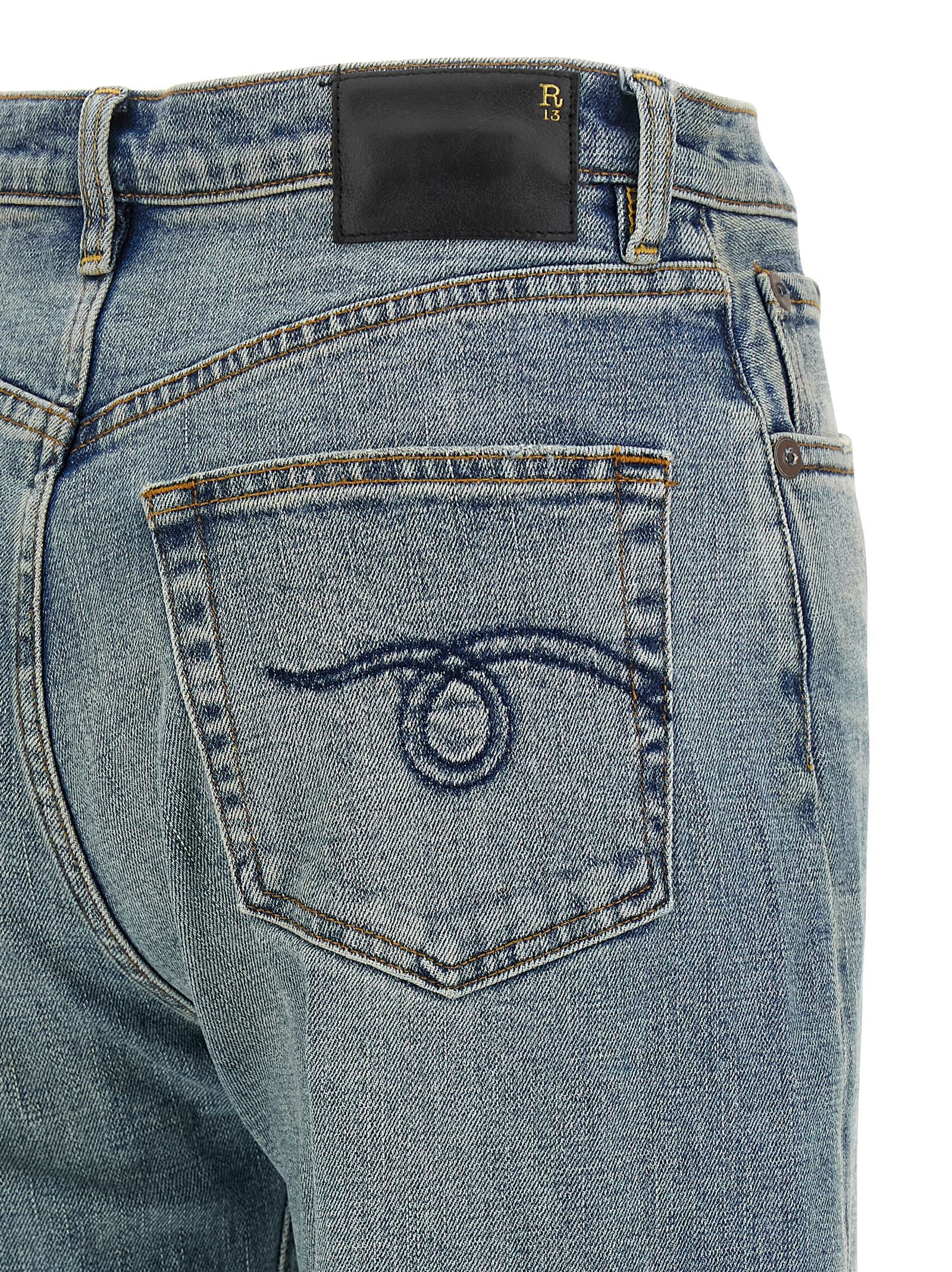Blue Cotton Flared Jeans