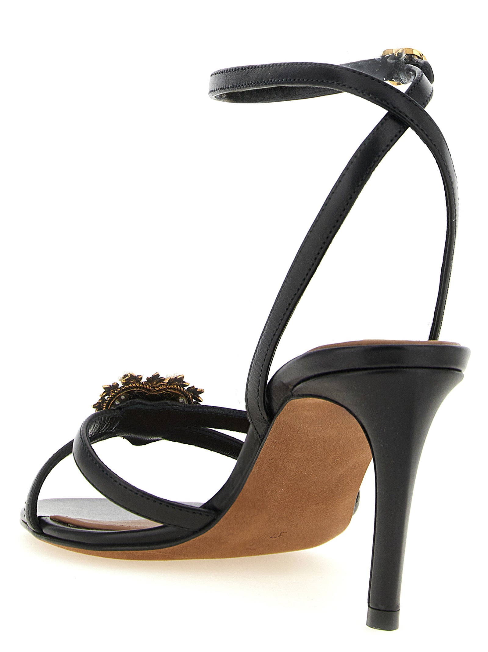 Black Calfskin Stiletto Heel Sandals