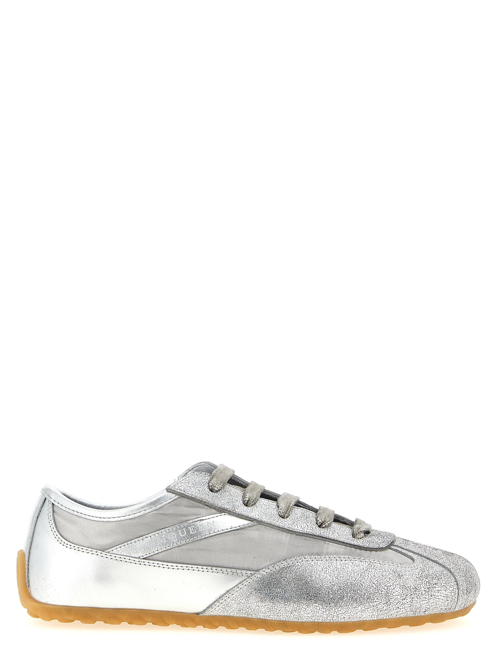 Silver Leather Athletic Sneakers