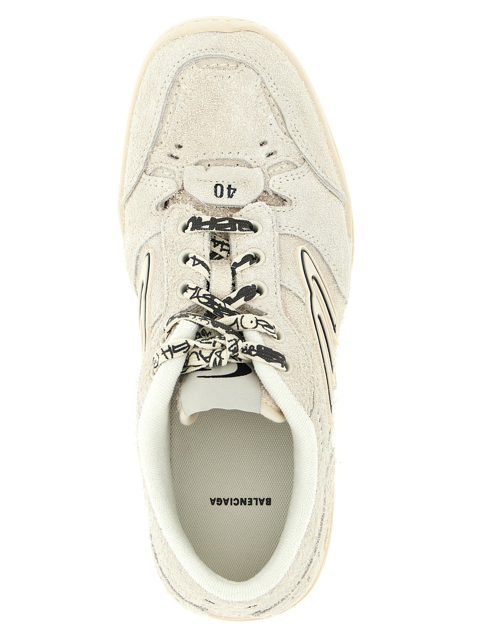 Beige Bovine Leather Platform Sneakers