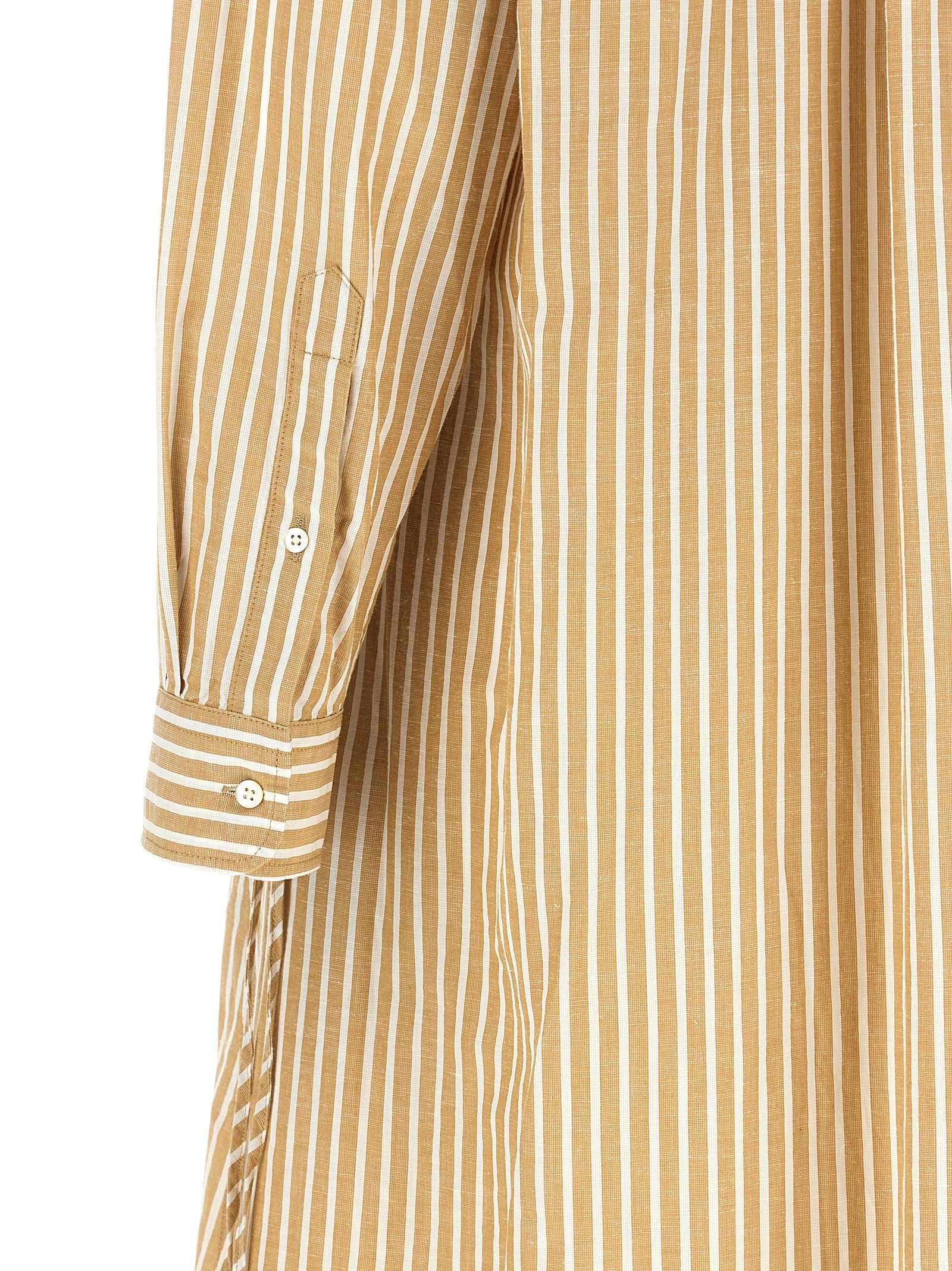 Beige Cotton Midi Dress