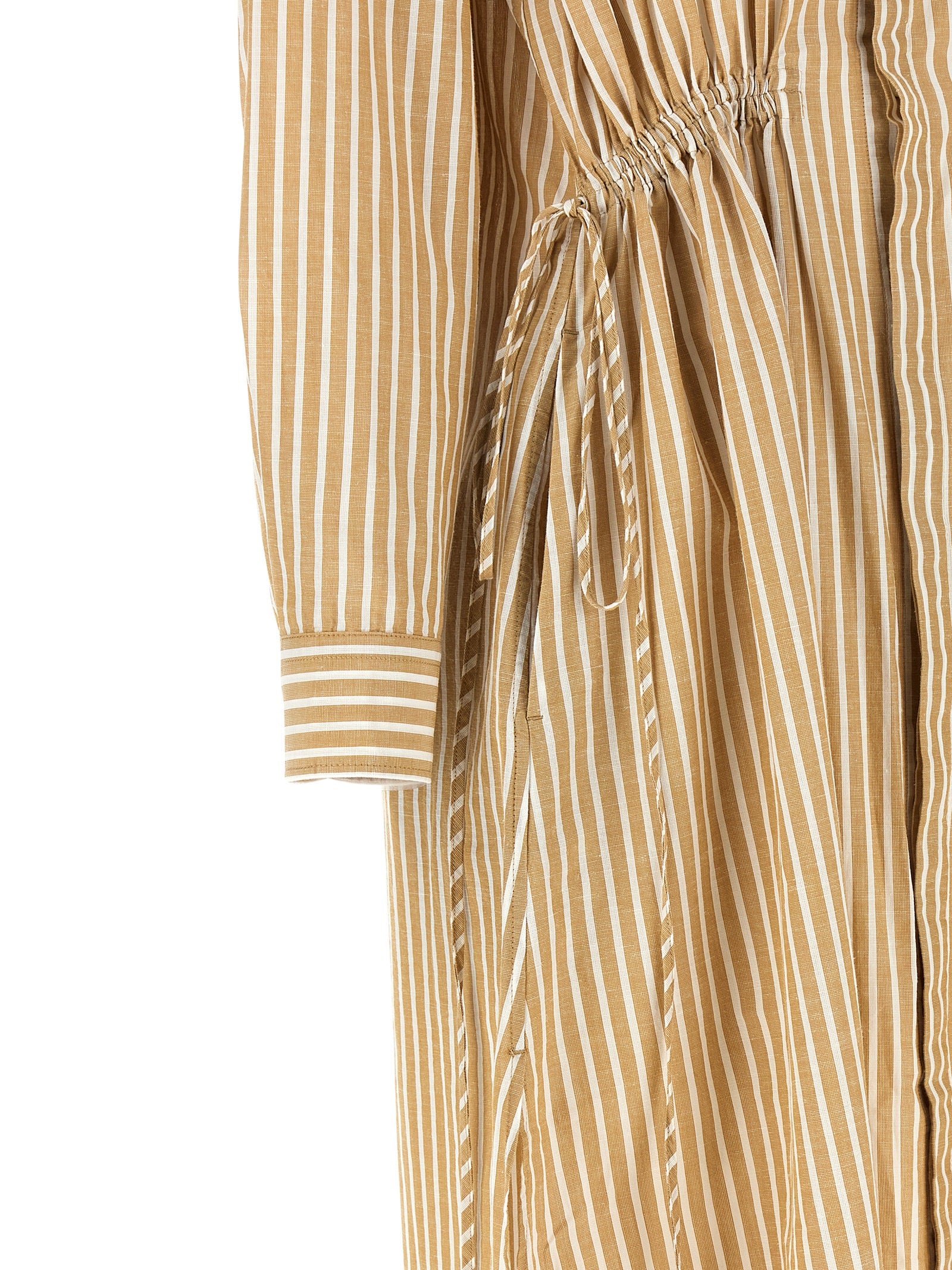 Beige Cotton Midi Dress