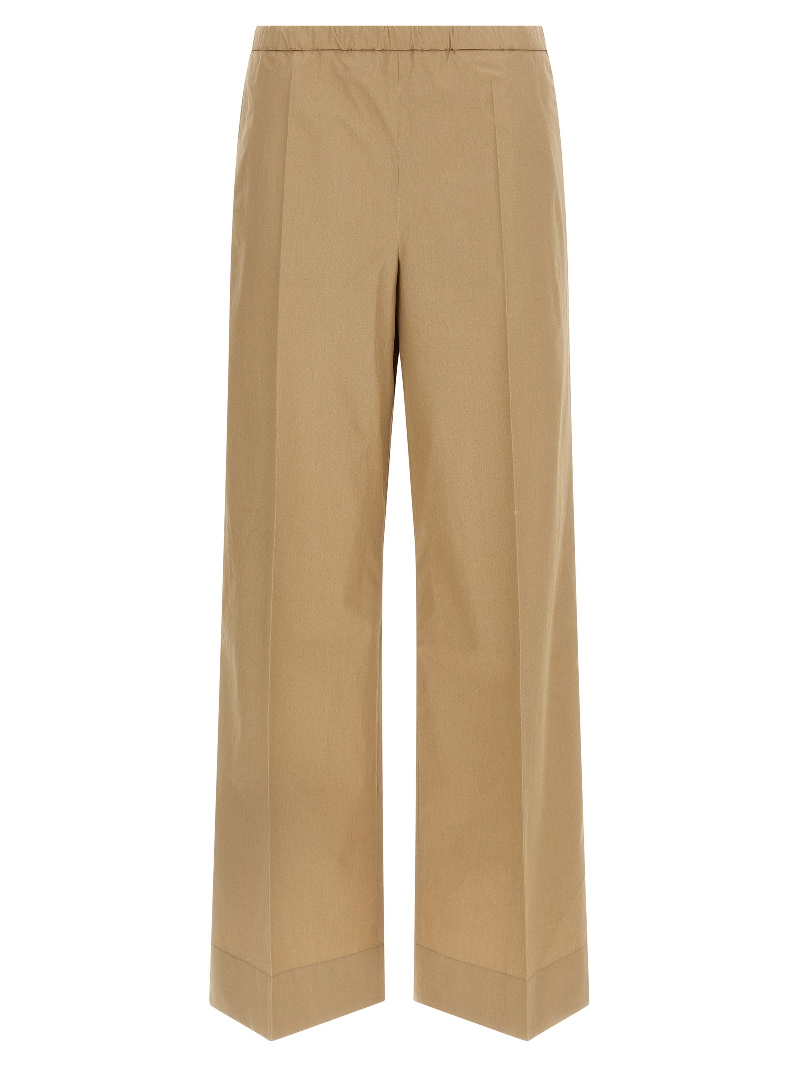 Beige Cotton Casual Pants