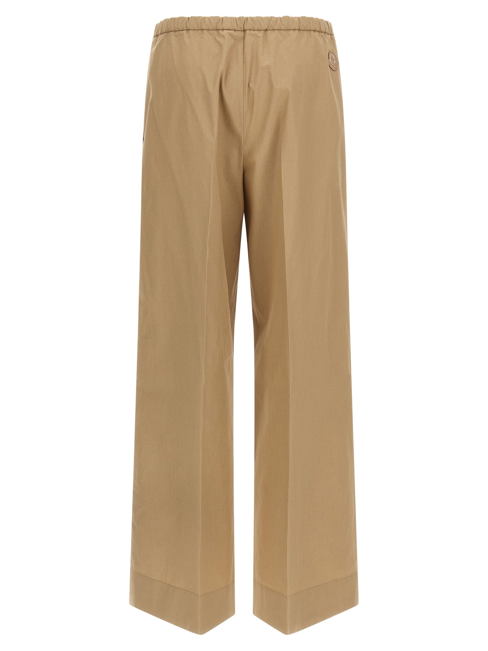 Beige Cotton Casual Pants