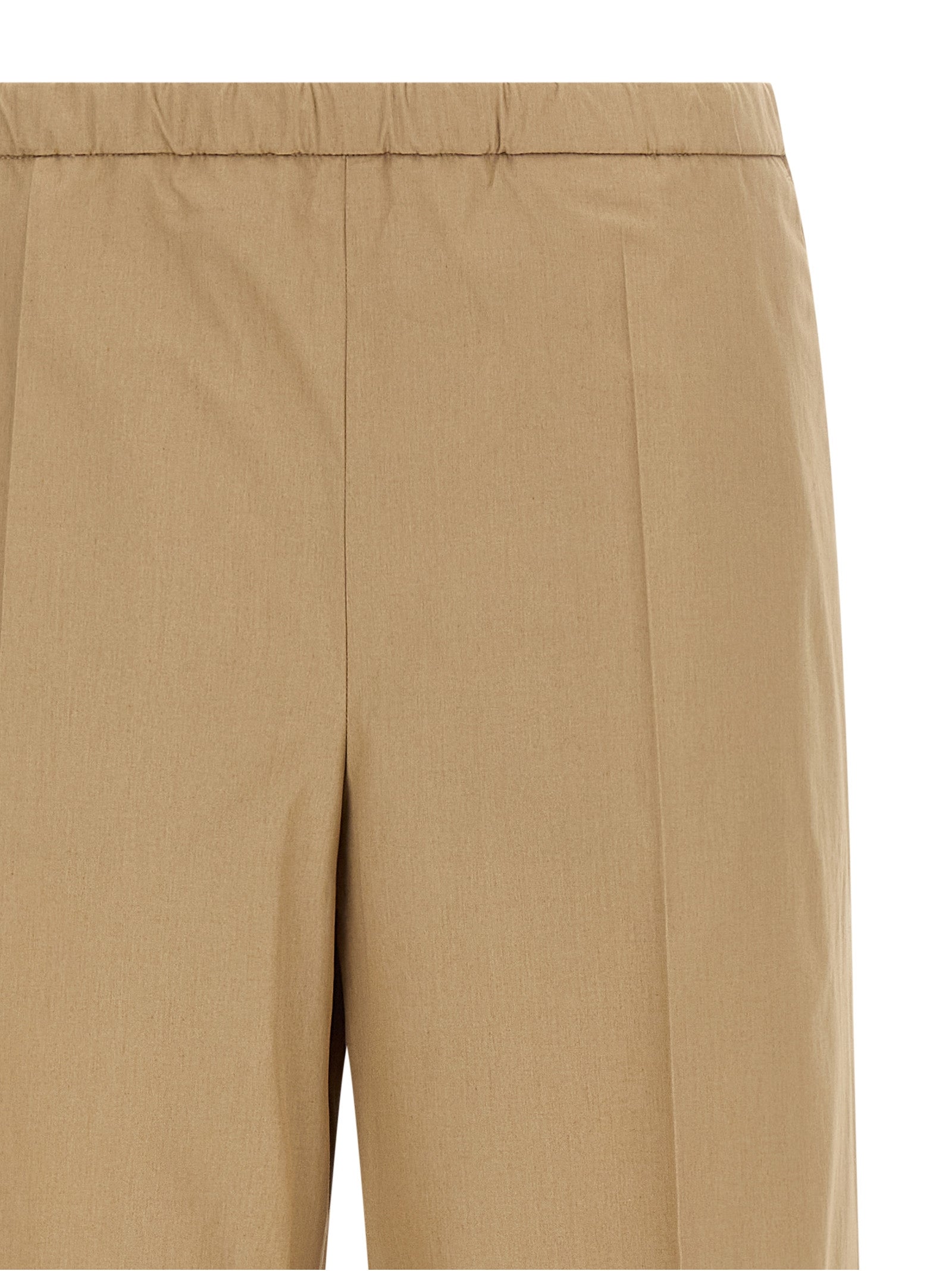 Beige Cotton Casual Pants