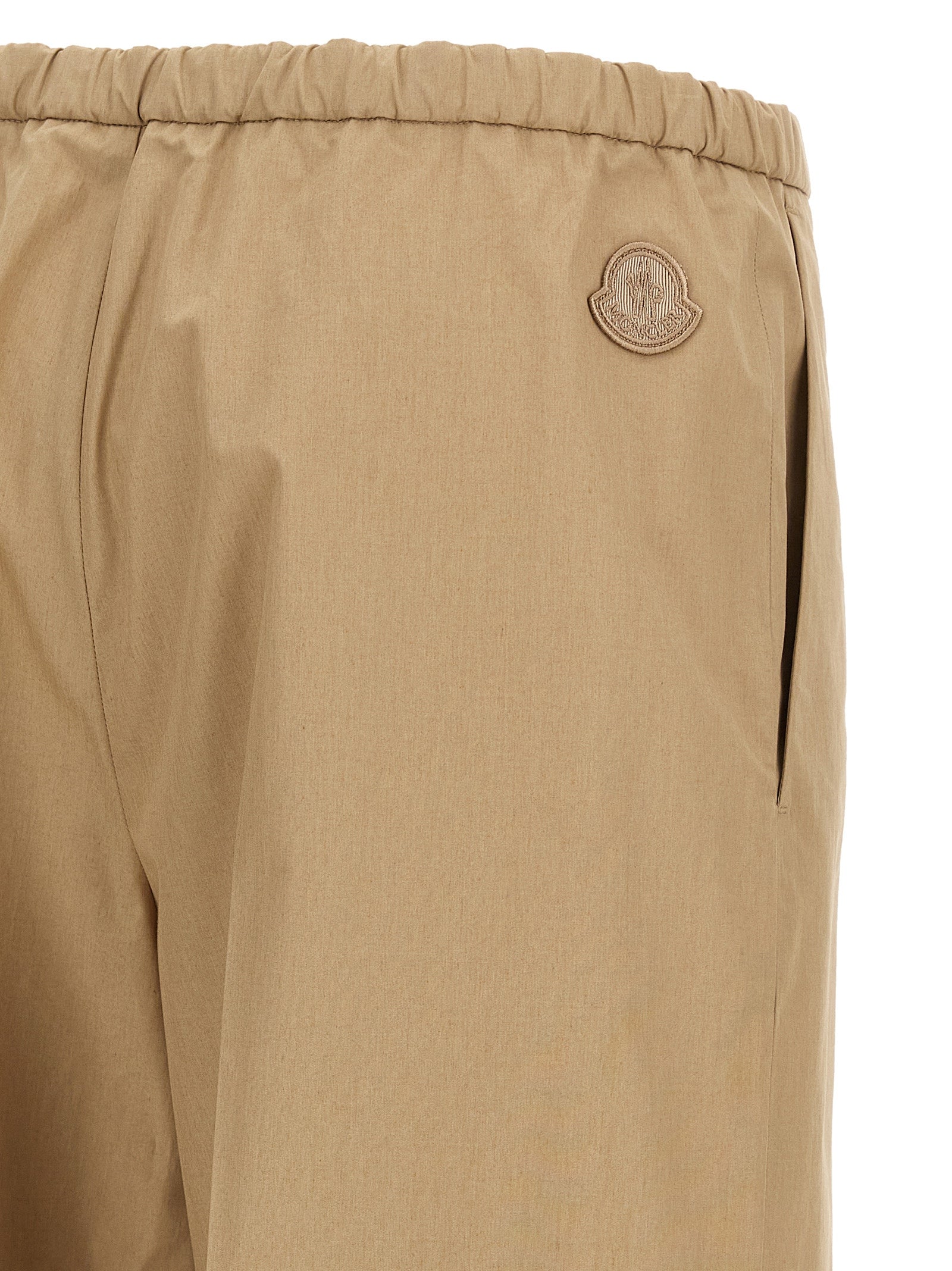 Beige Cotton Casual Pants