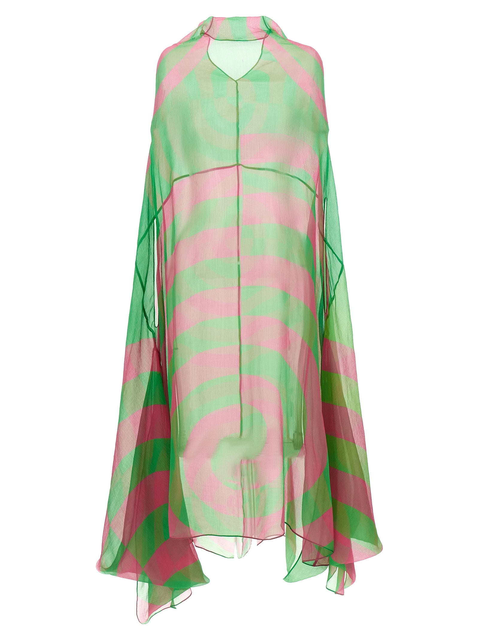 Bicolor Silk Midi Dress