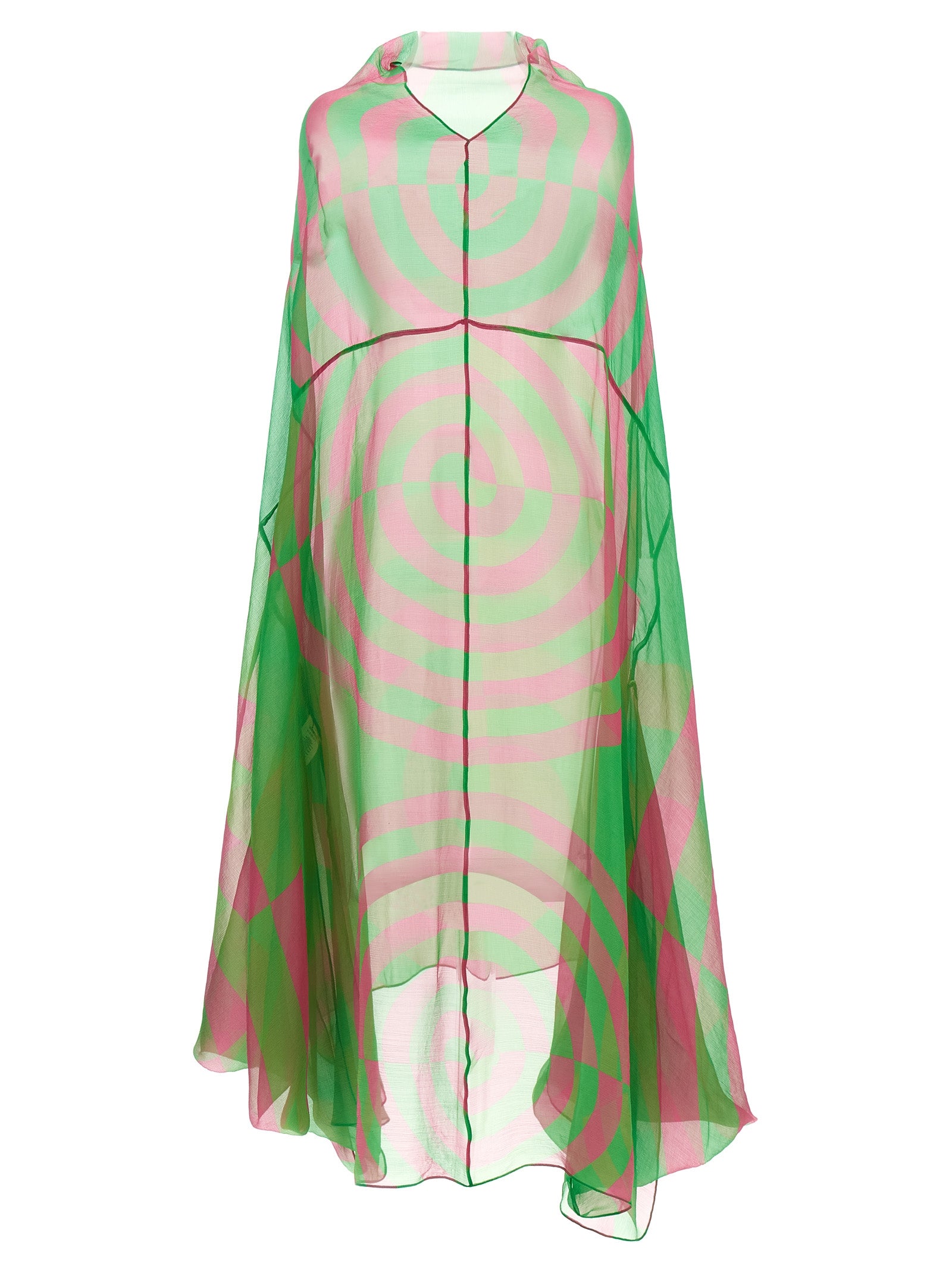Bicolor Silk Midi Dress