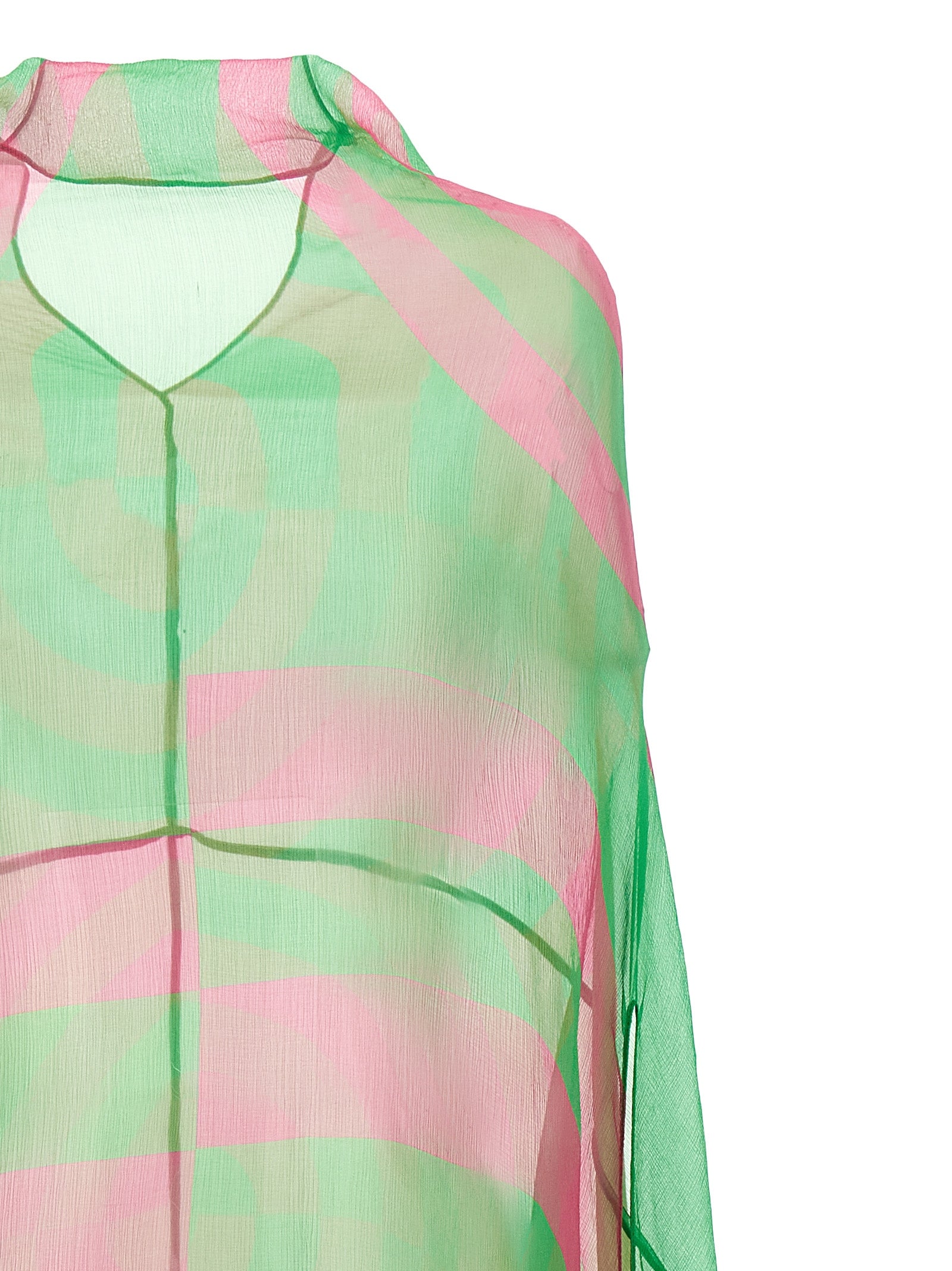 Bicolor Silk Midi Dress