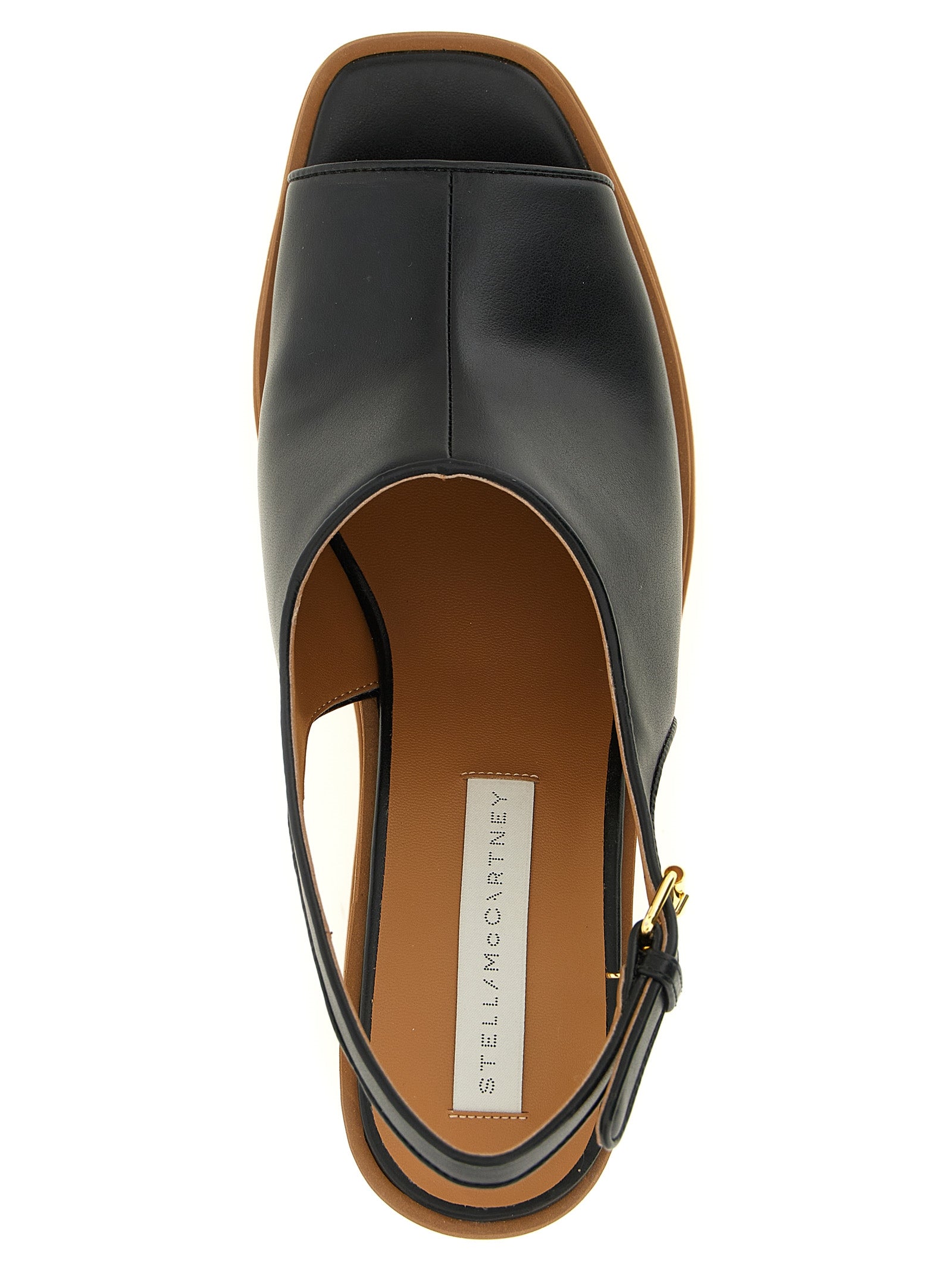 Black Polyurethane Wedge Sandals