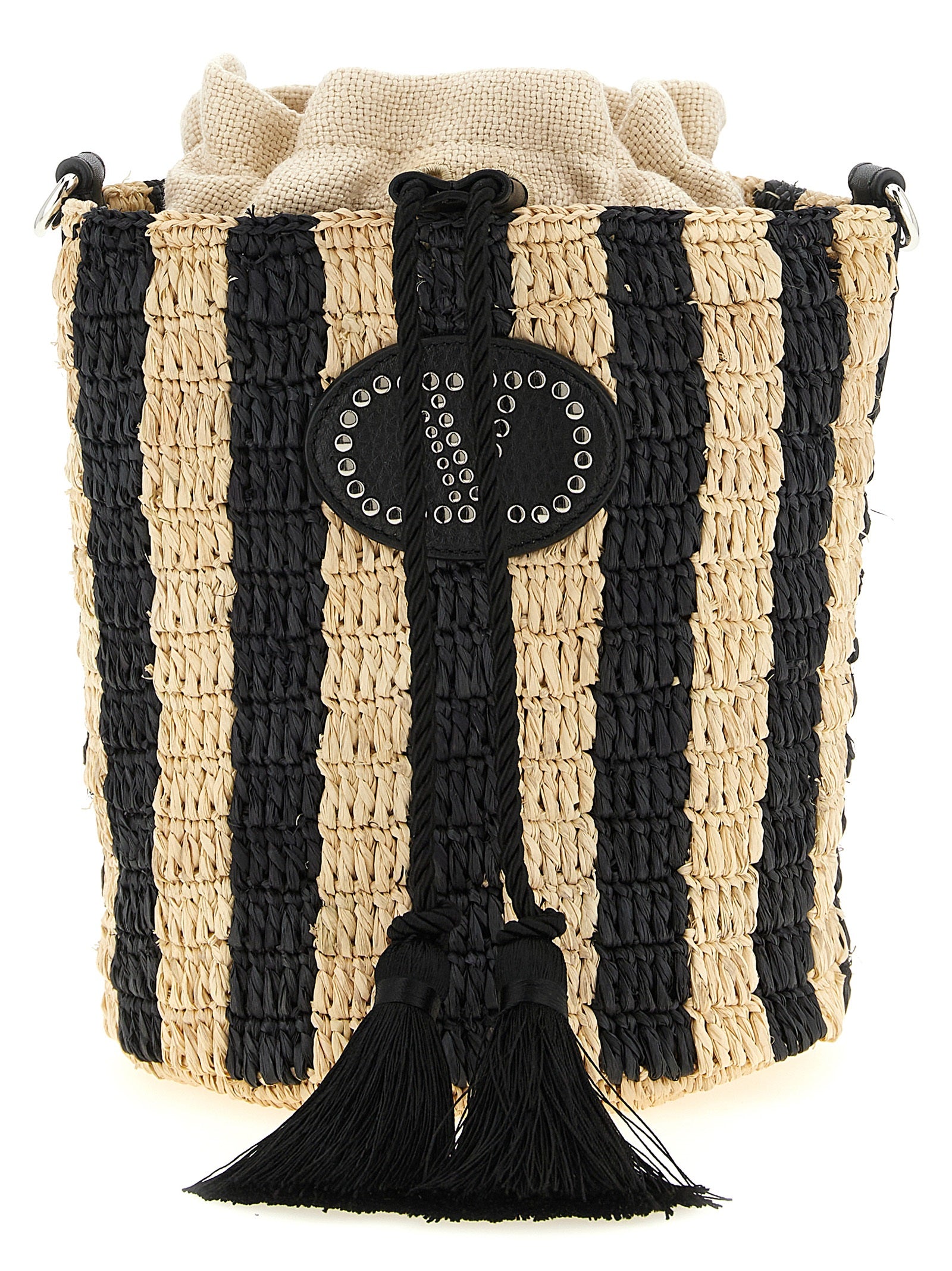 Black Straw Shoulder Bag