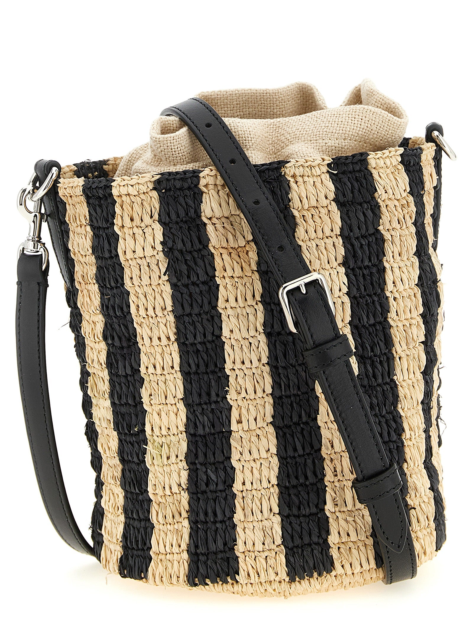 Black Straw Shoulder Bag