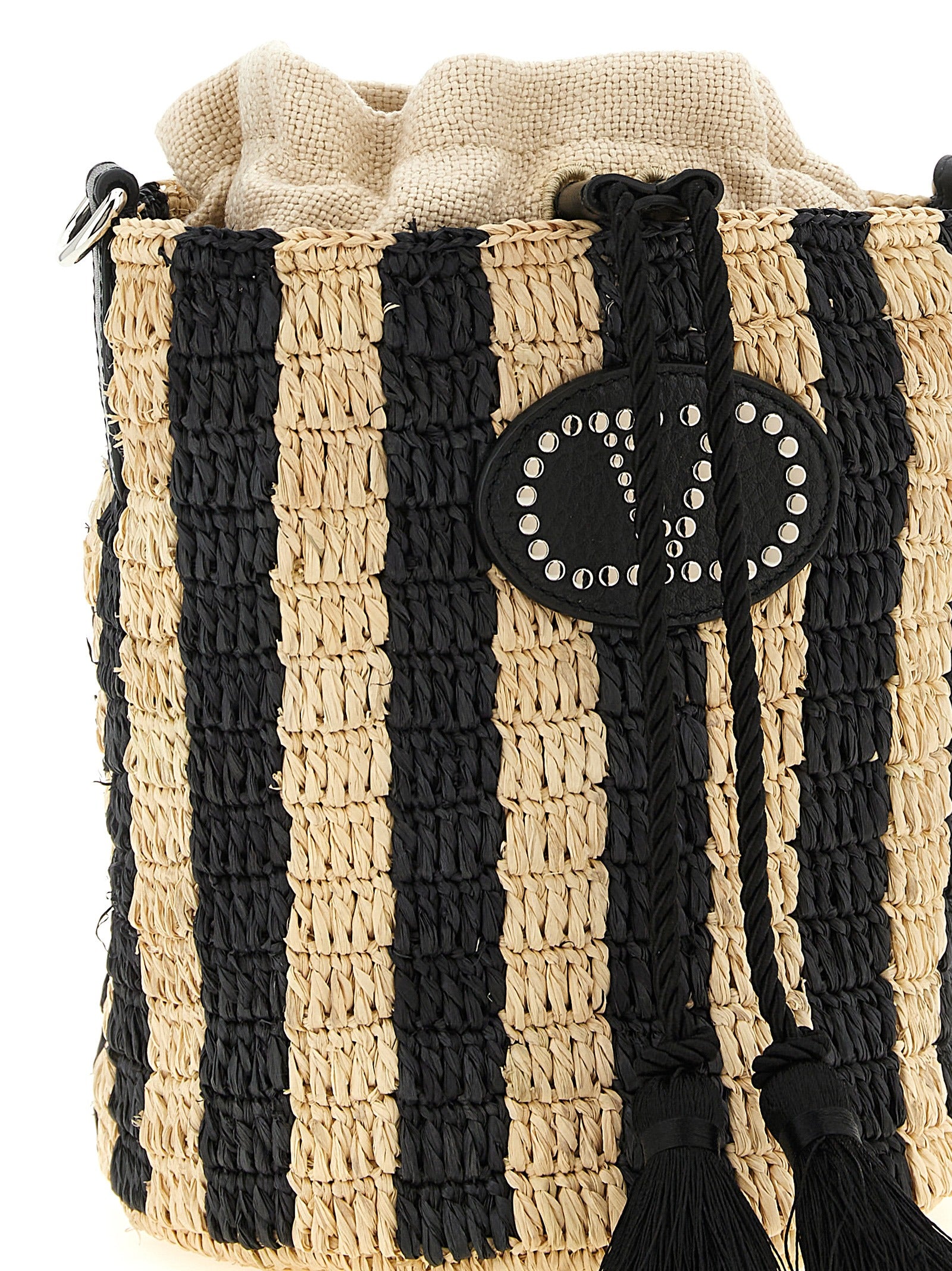 Black Straw Shoulder Bag