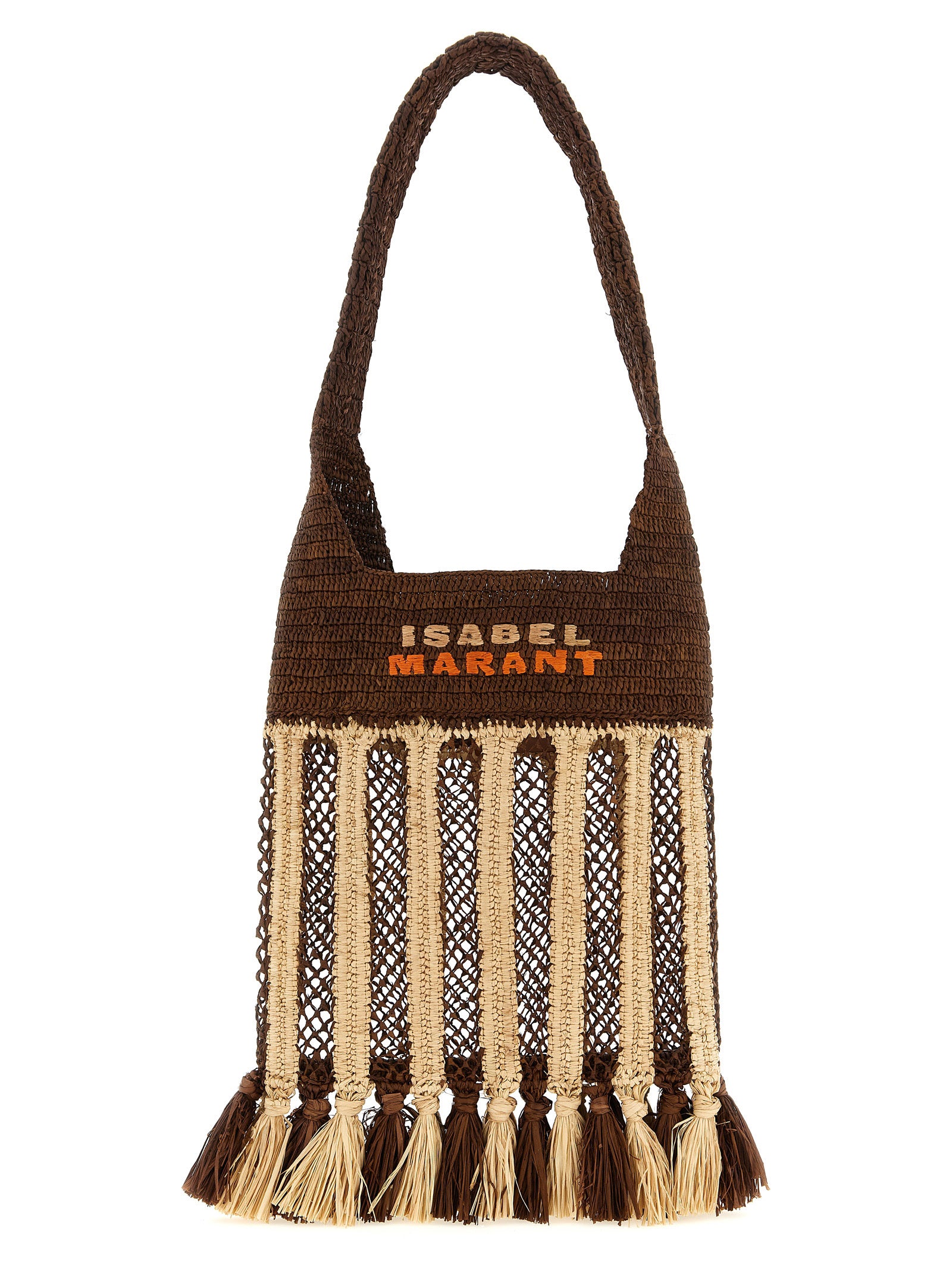 Brown Raffia Shoulder Bag