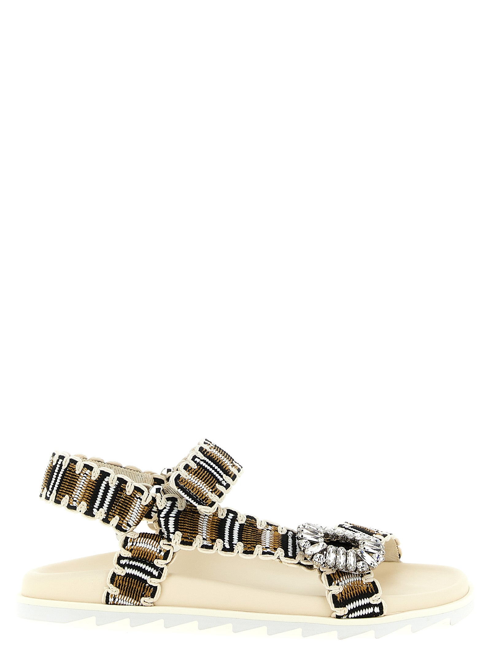 Multicolor Polyester Flat Sandals