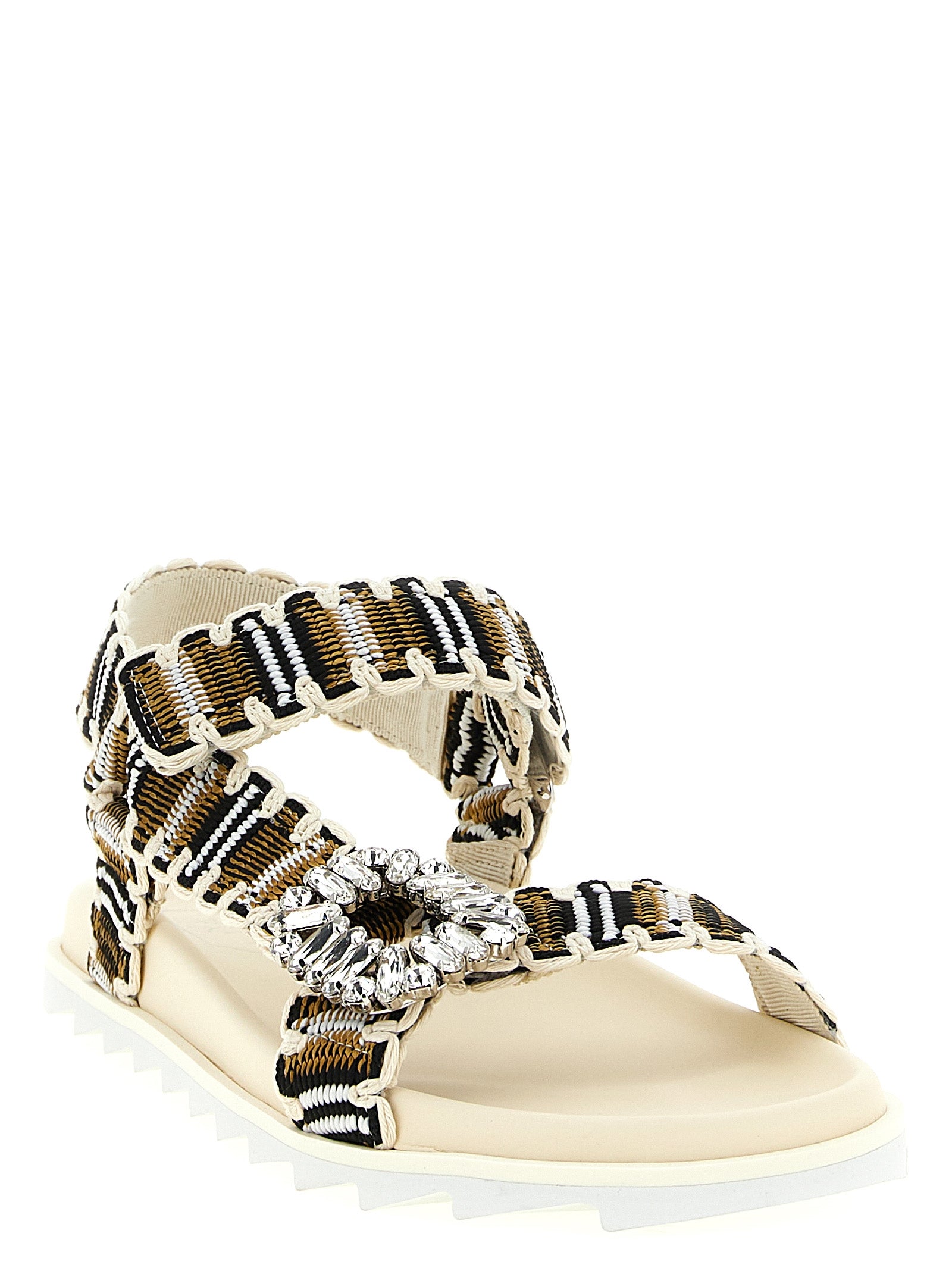 Multicolor Polyester Flat Sandals