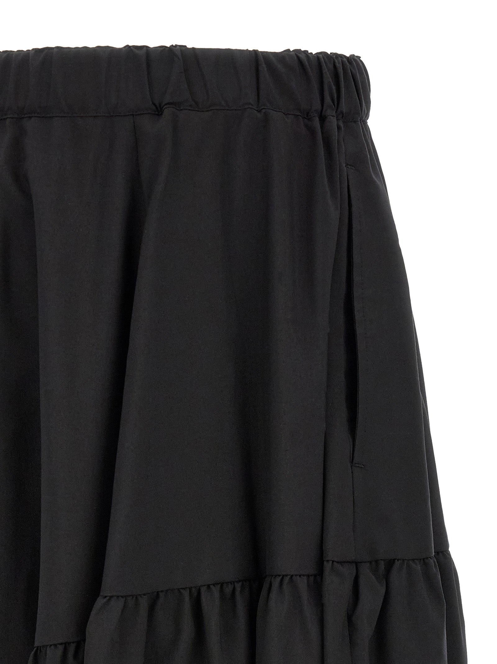 Black Polyester Casual Pants