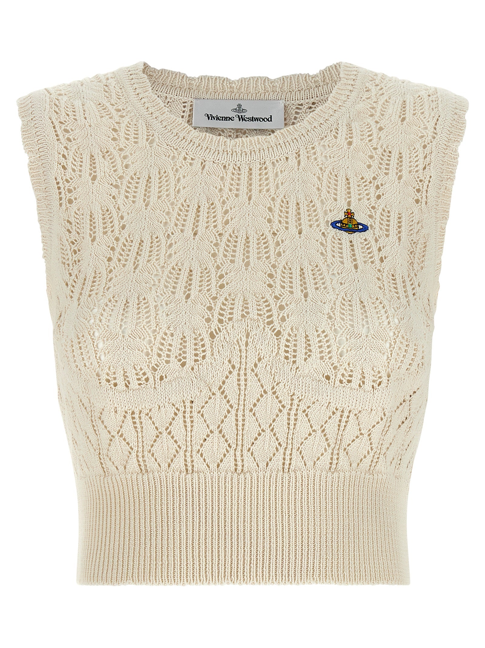Beige Cotton Sleeveles T-Shirt