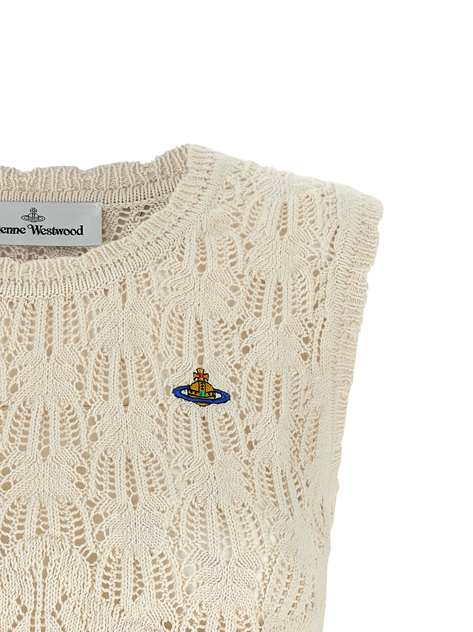 Beige Cotton Sleeveles T-Shirt