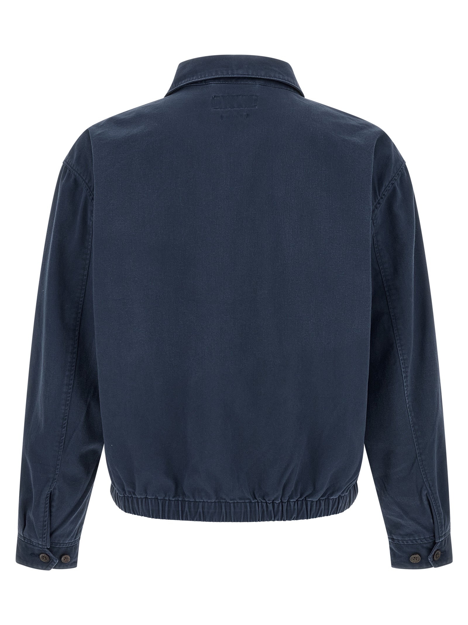 Blue Cotton Full-Length Jacket