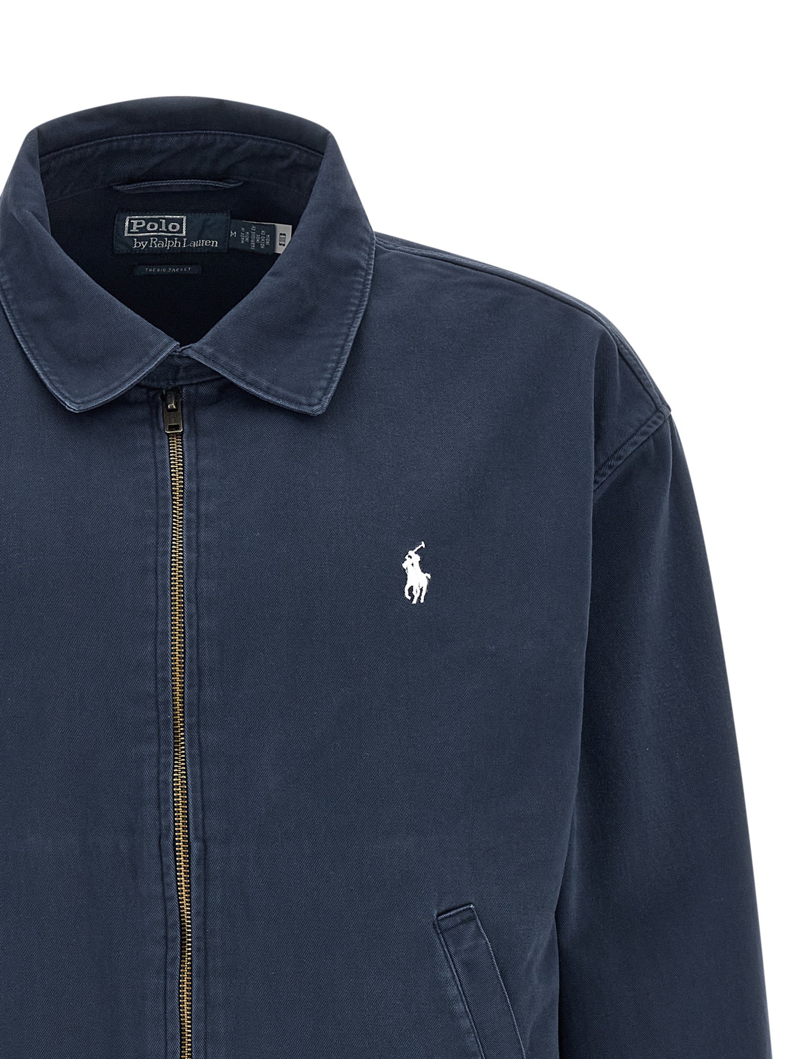 Blue Cotton Full-Length Jacket