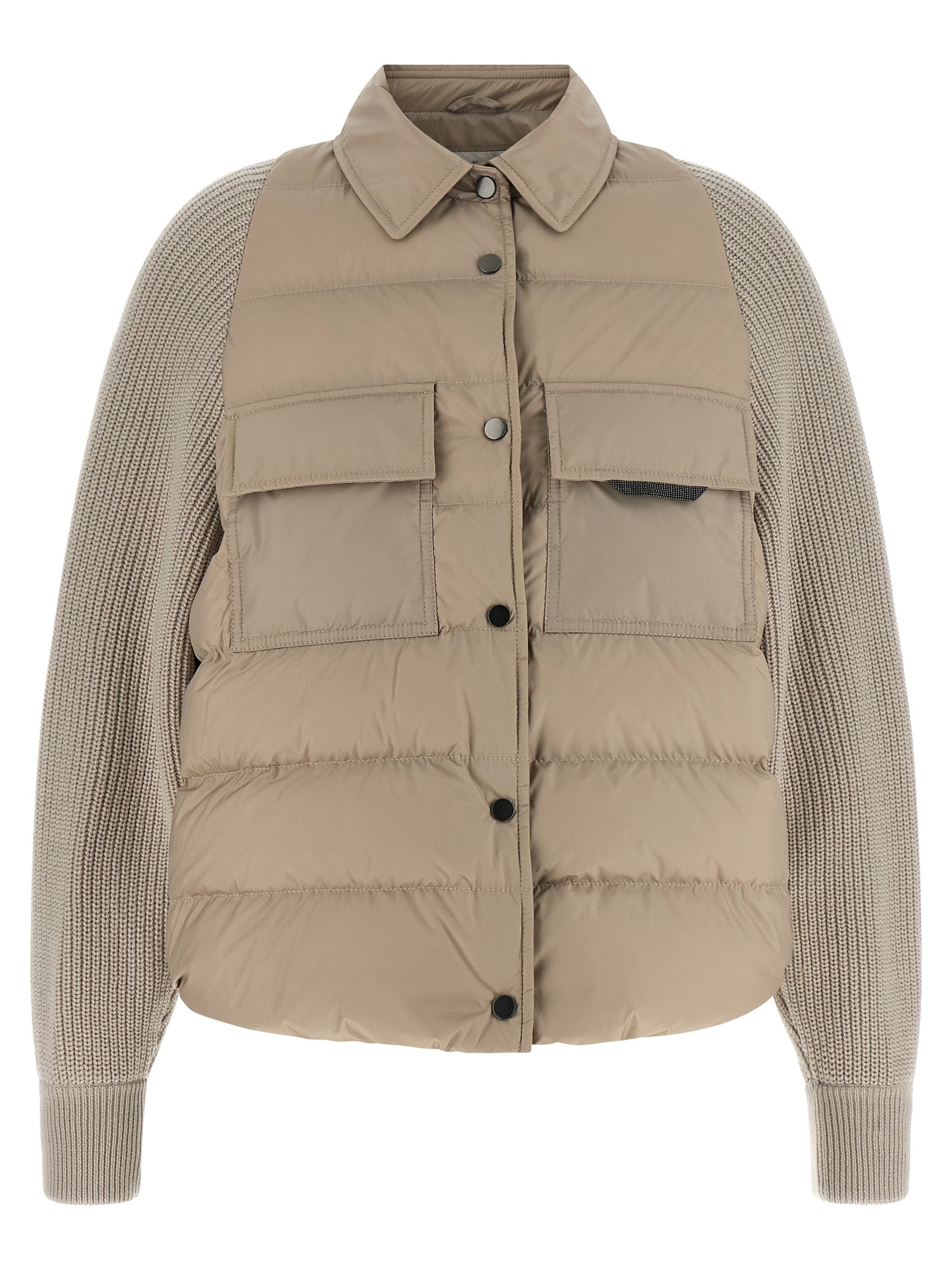 Beige Polyester Shell Jacket